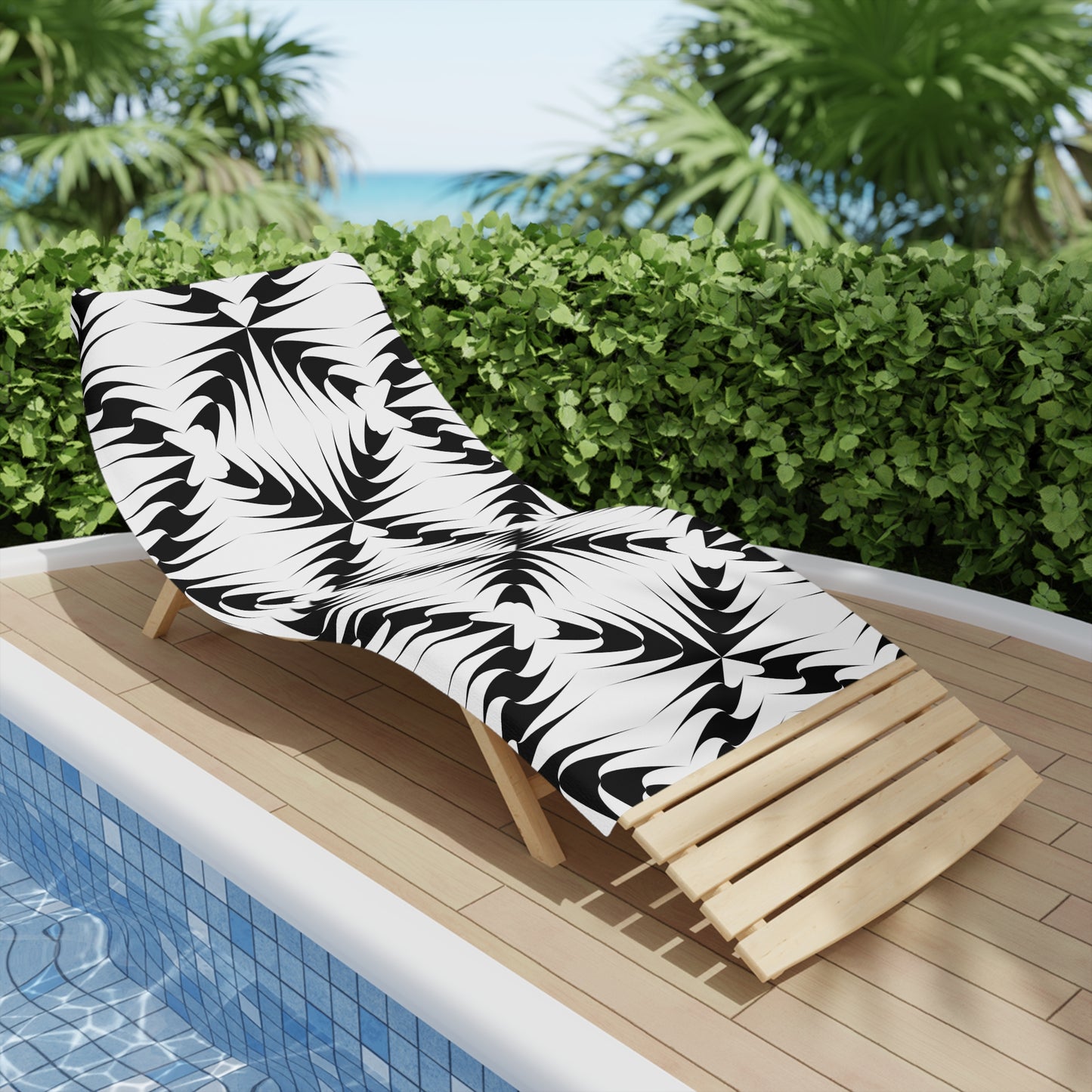 Black & White Tribal Pattern Beach Towel Bold Geometric Ocean Towel