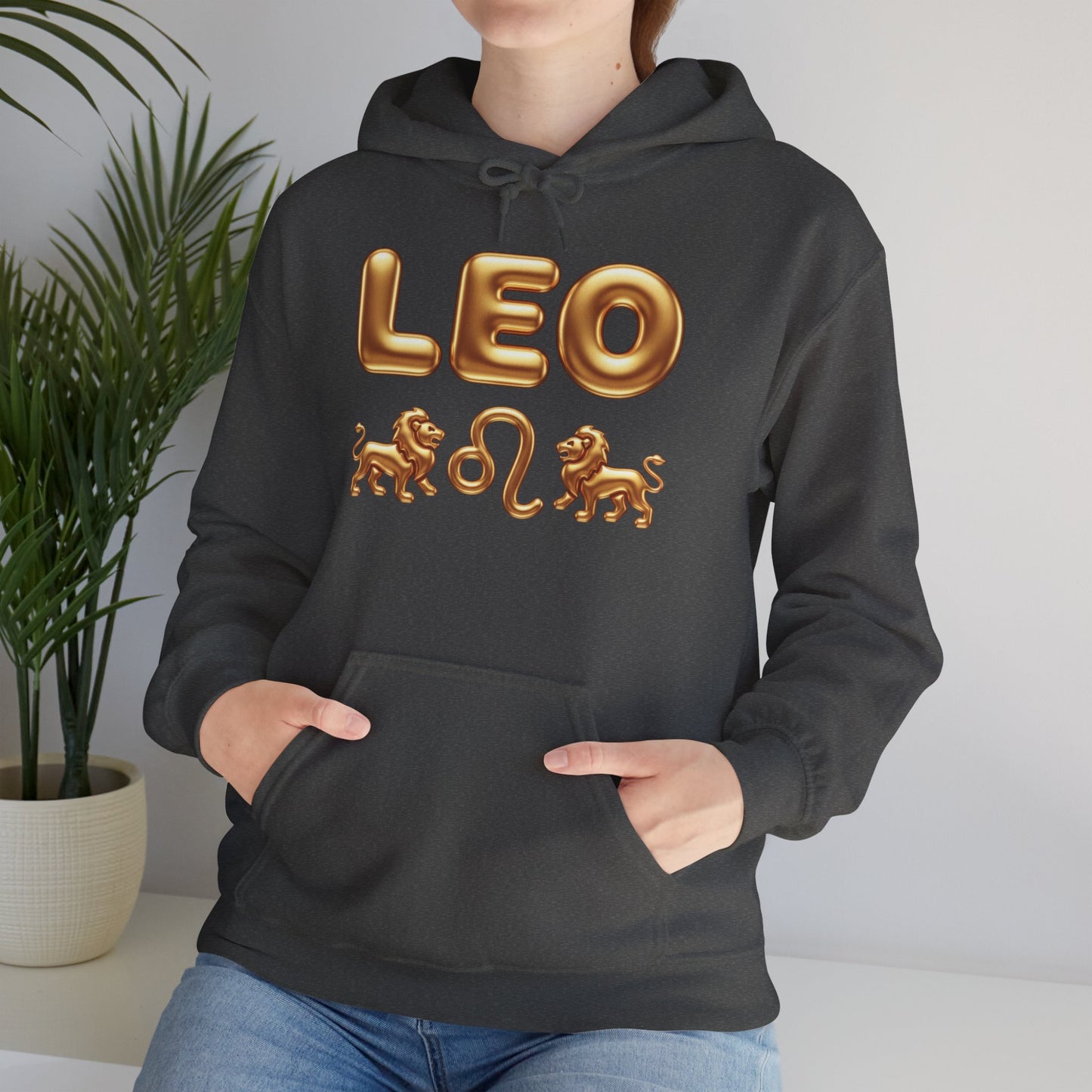 Leo Zodiac Hoodie — Gold Lion Astrology Sweatshirt (Leo Symbol)