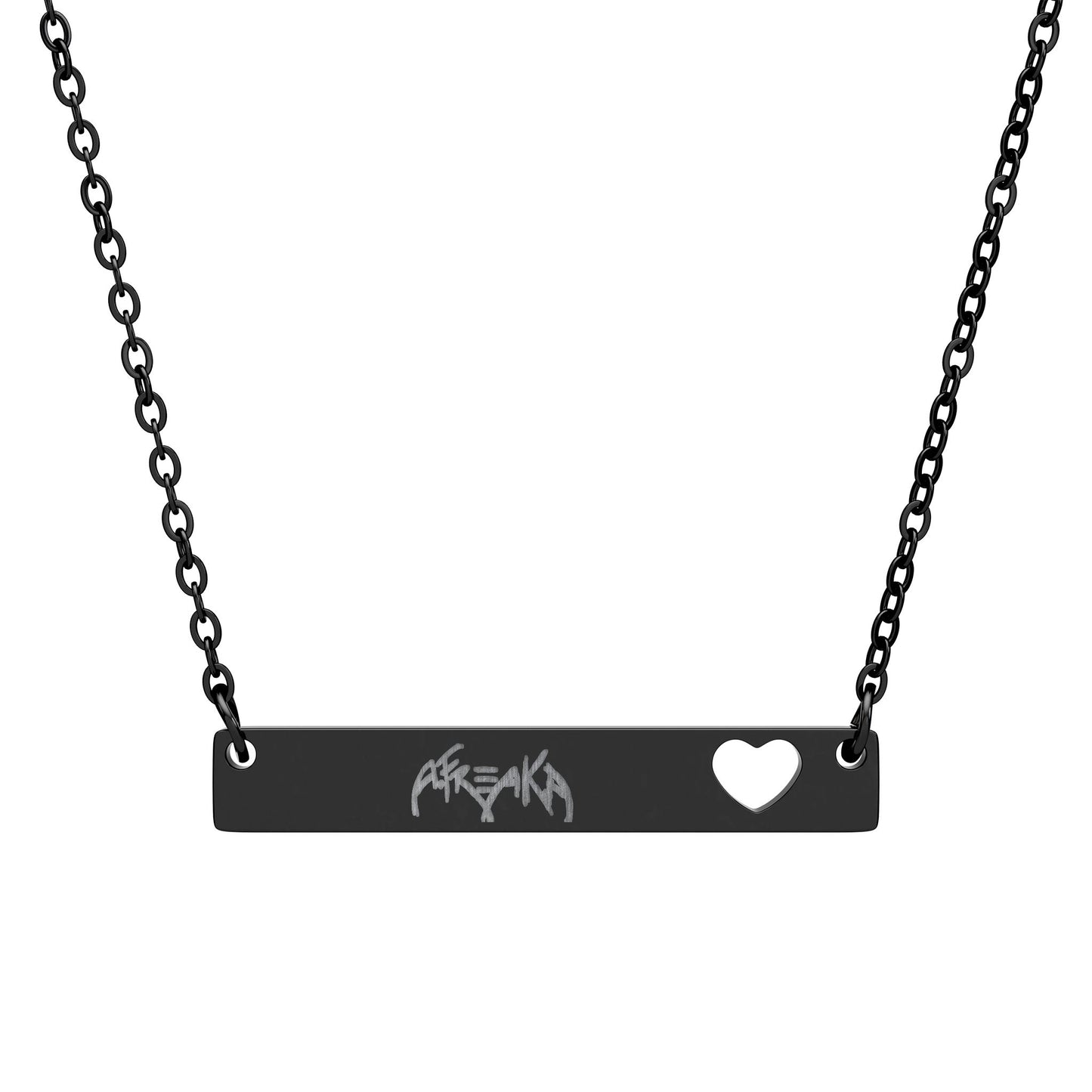 Cutout Heart Bar Necklace — Personalized Engraved Heart Bar Pendant