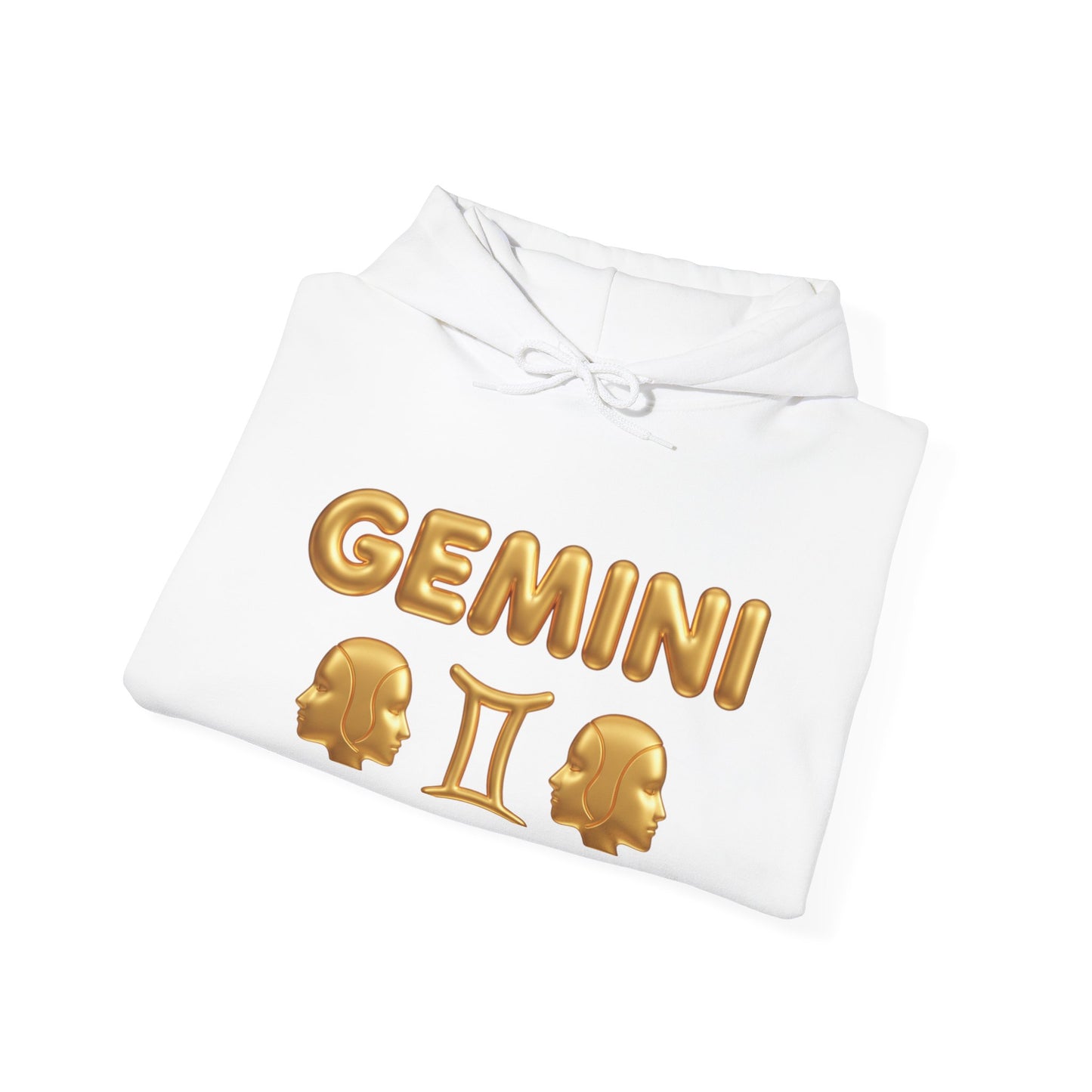 Gemini Zodiac Hoodie – Gold Gemini Text & Astrology Wheel Back Print
