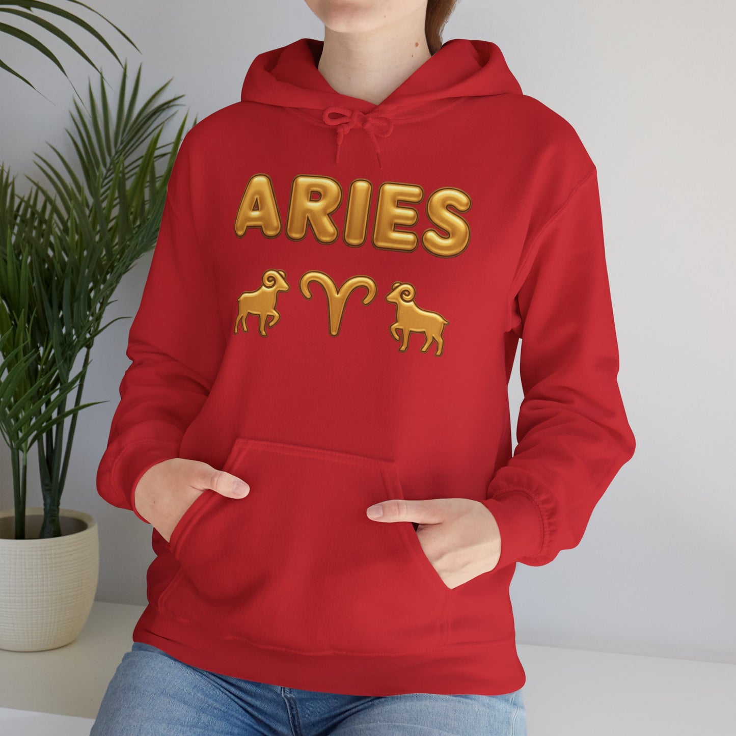 Aries Zodiac Hoodie — Gold Horoscope Ram Astrology Sweatshirt