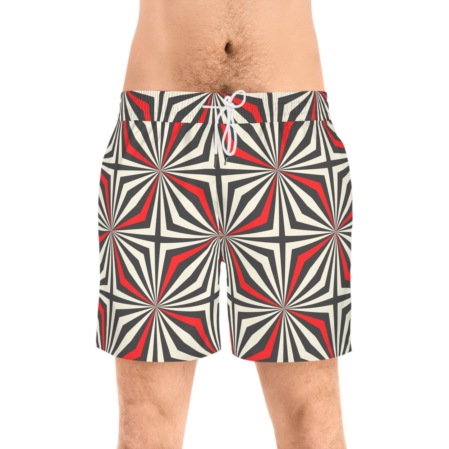 Starburst Geometric Mid-Length Men's Beach Trunks