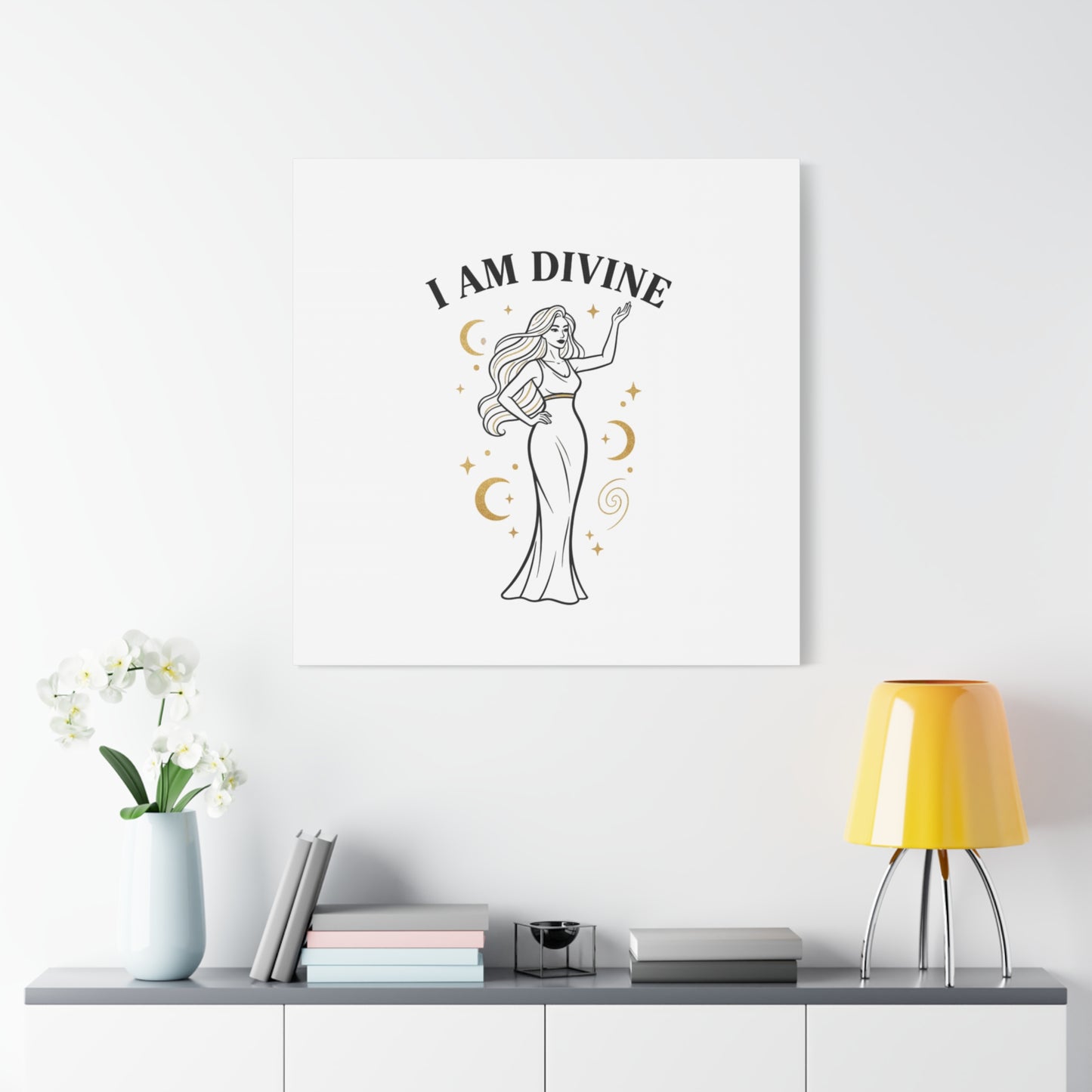I Am Divine goddess art print | Matte Canvas wall art, manifestation decor