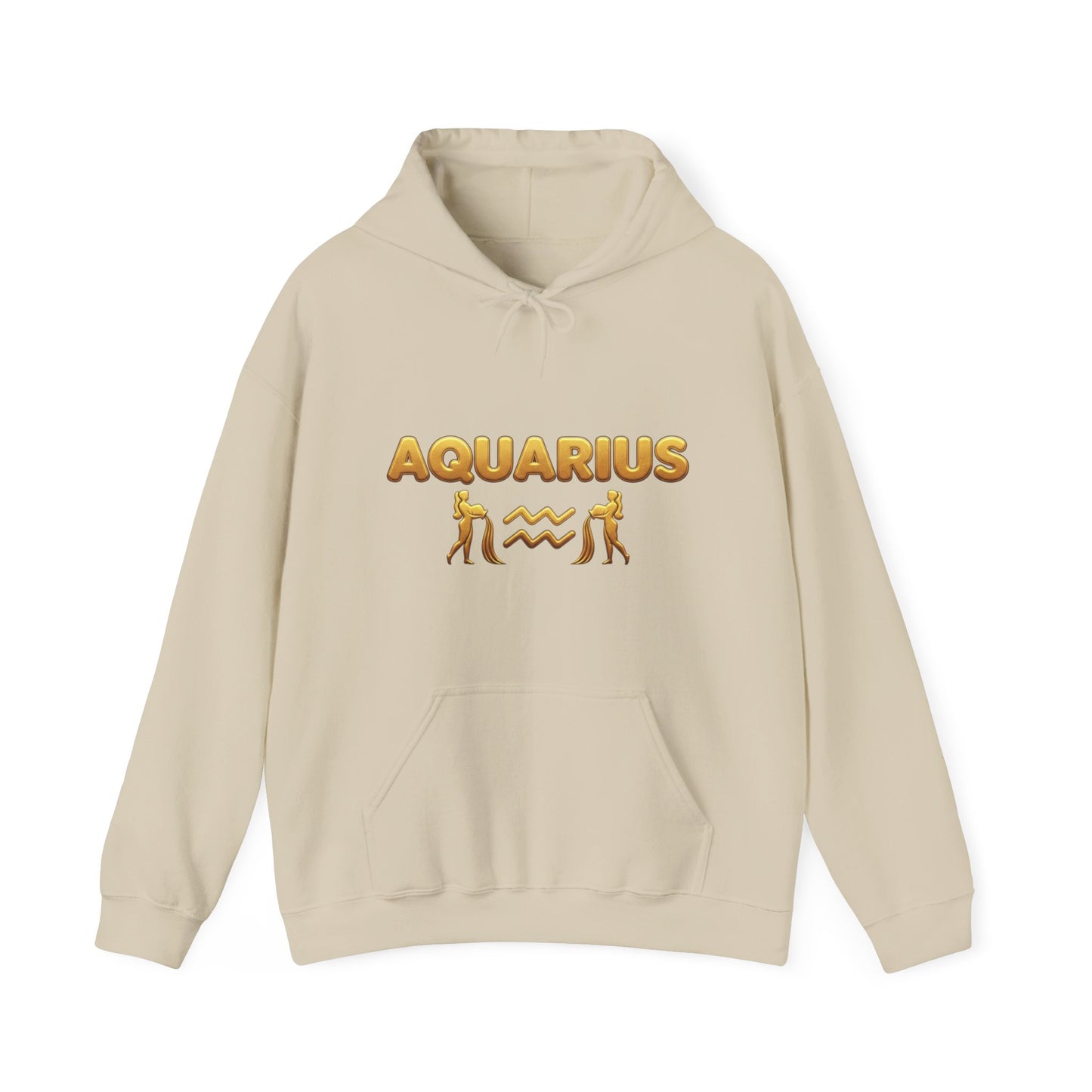 Aquarius Zodiac Hoodie — Gold Astrology Graphic Hooded Sweatshirt