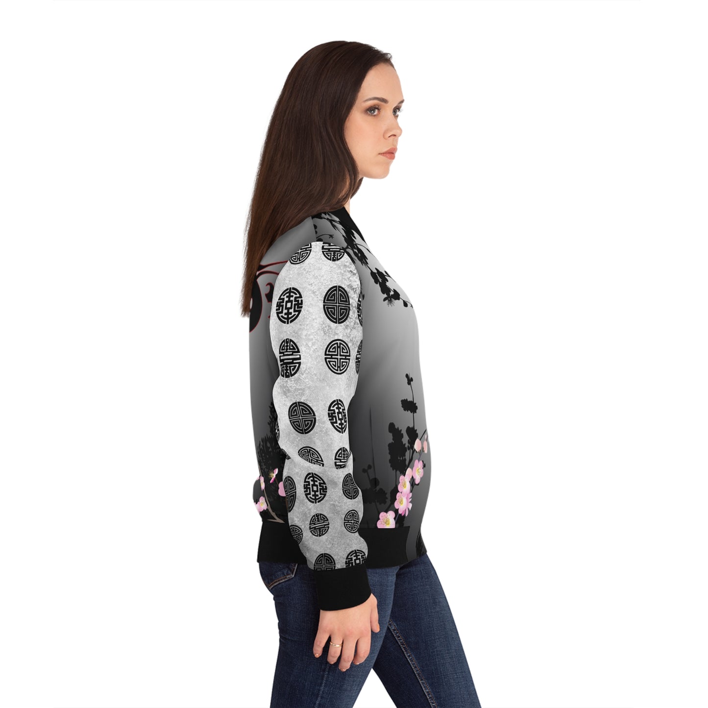Cherry Blossom Dragon Bomber Jacket Two