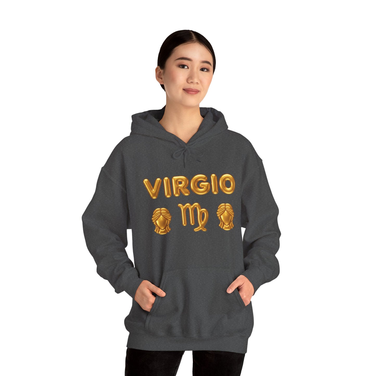 Virgo Zodiac Hoodie — Gold Virgo Sign & Astrological Wheel Pullover