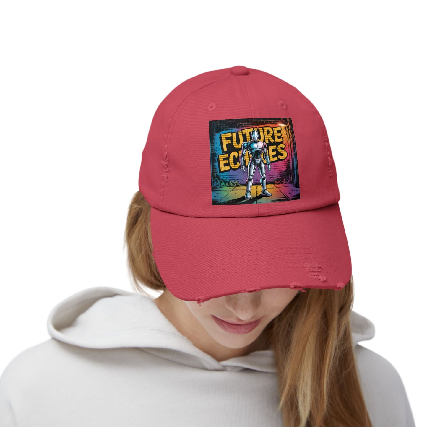 Unisex Distressed Cap Featuring 'Future Echoes'