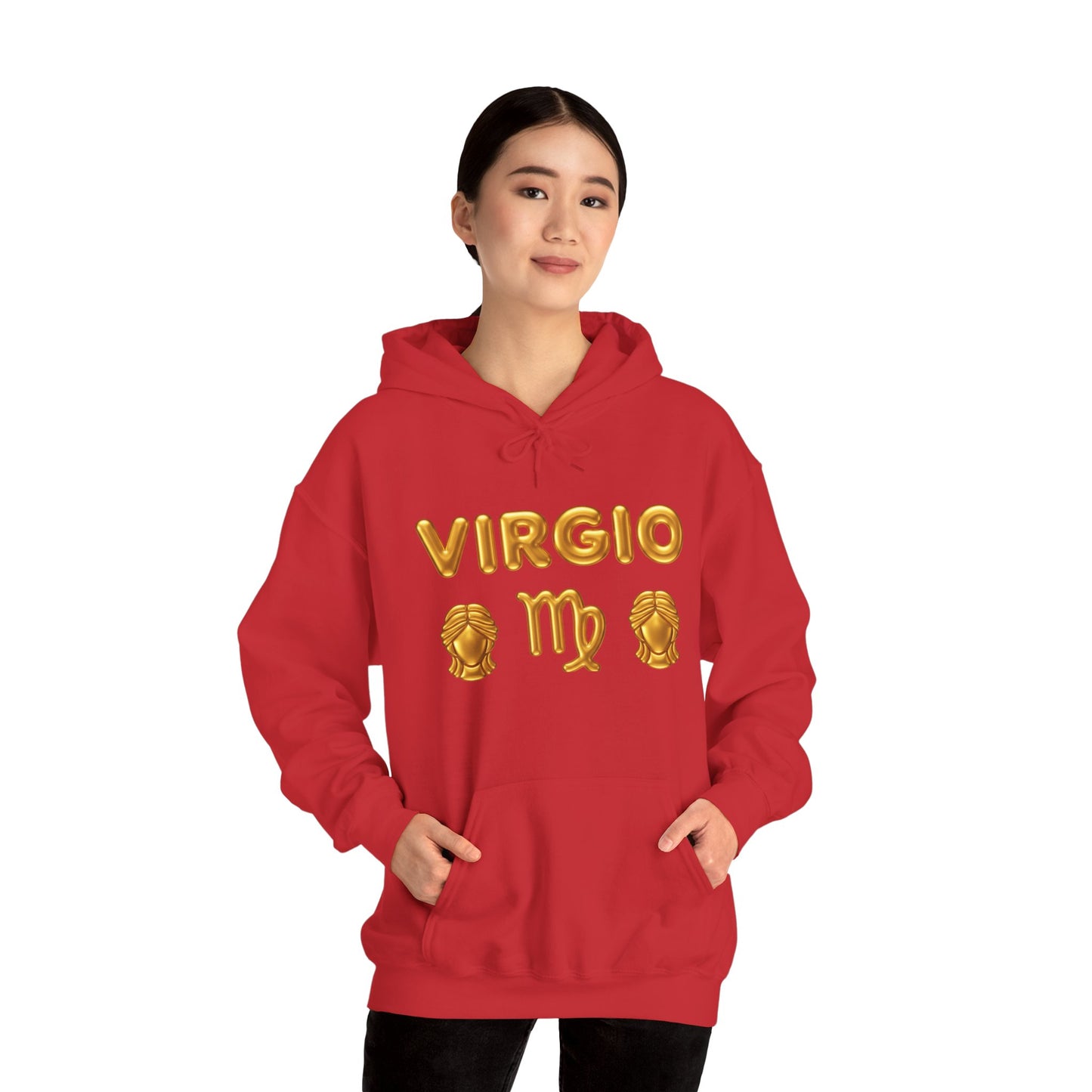 Virgo Zodiac Hoodie — Gold Virgo Sign & Astrological Wheel Pullover