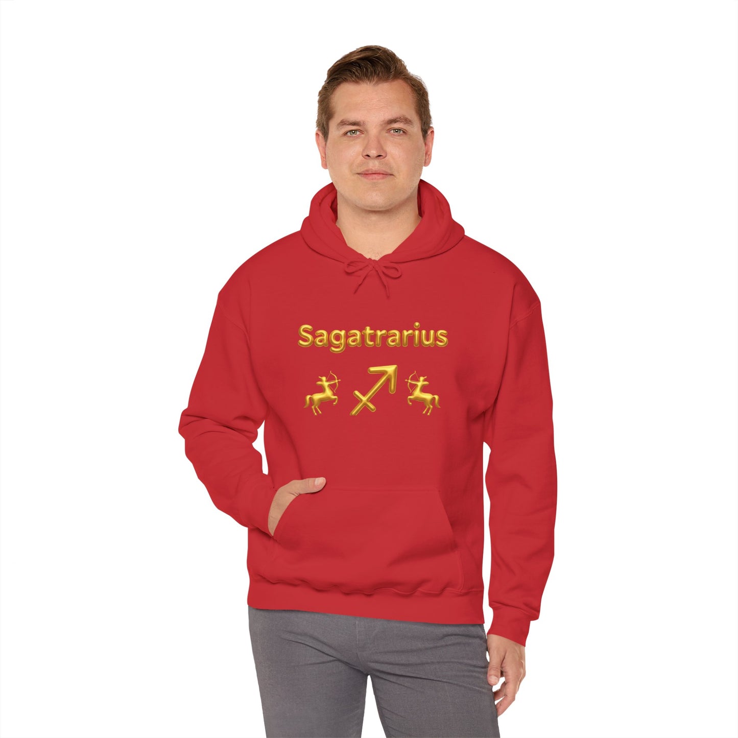 Sagittarius Zodiac Hoodie – Gold Archer Symbols & Astrological Wheel Back Print