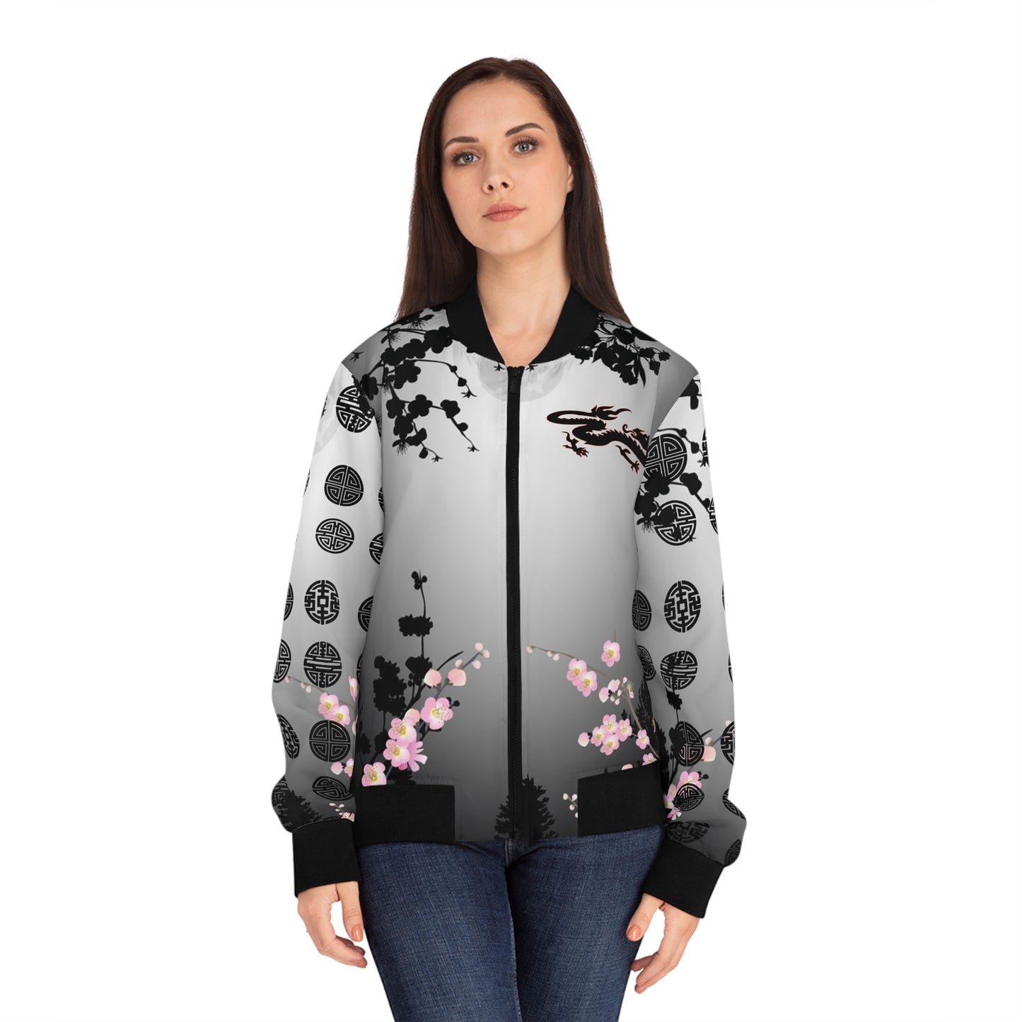 Cherry Blossom Dragon Bomber Jacket One