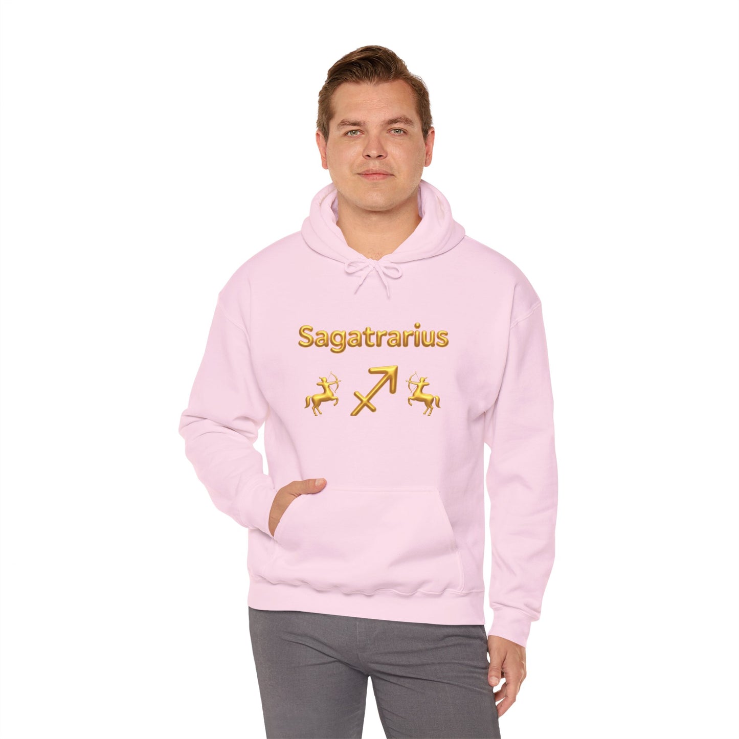 Sagittarius Zodiac Hoodie – Gold Archer Symbols & Astrological Wheel Back Print