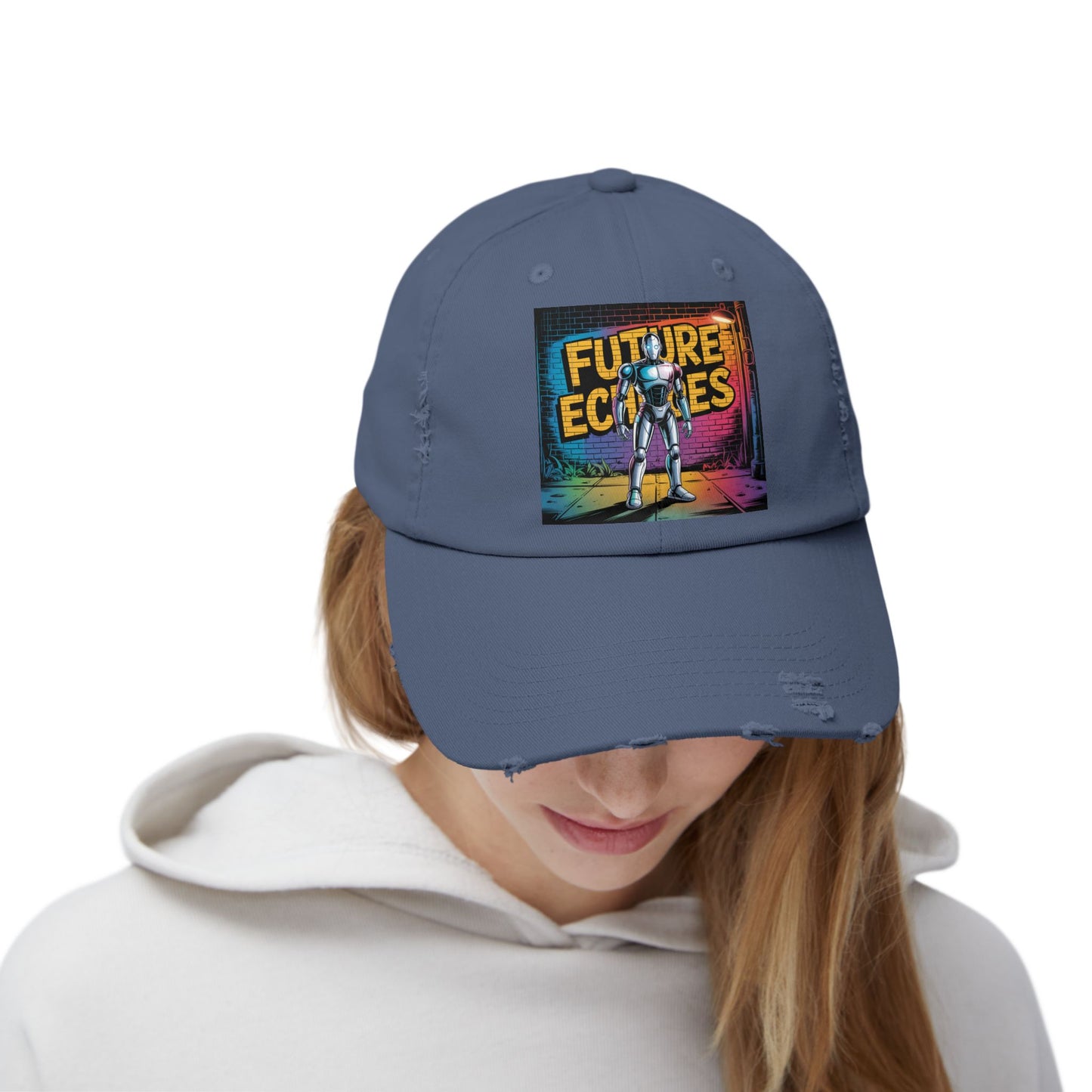 Unisex Distressed Cap Featuring 'Future Echoes'