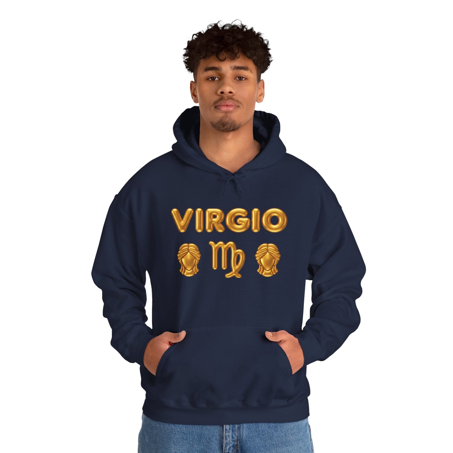Virgo Zodiac Hoodie — Gold Virgo Sign & Astrological Wheel Pullover