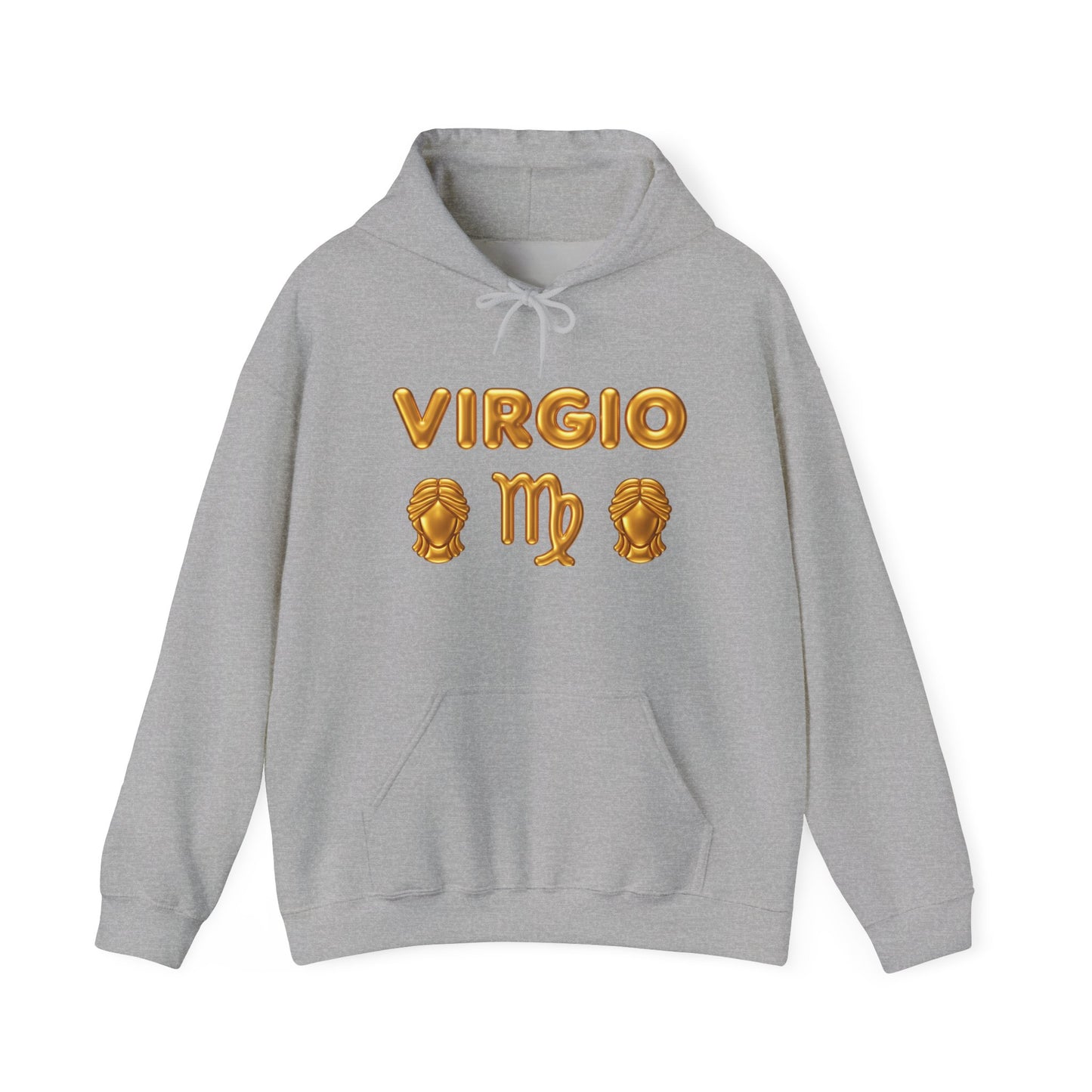 Virgo Zodiac Hoodie — Gold Virgo Sign & Astrological Wheel Pullover