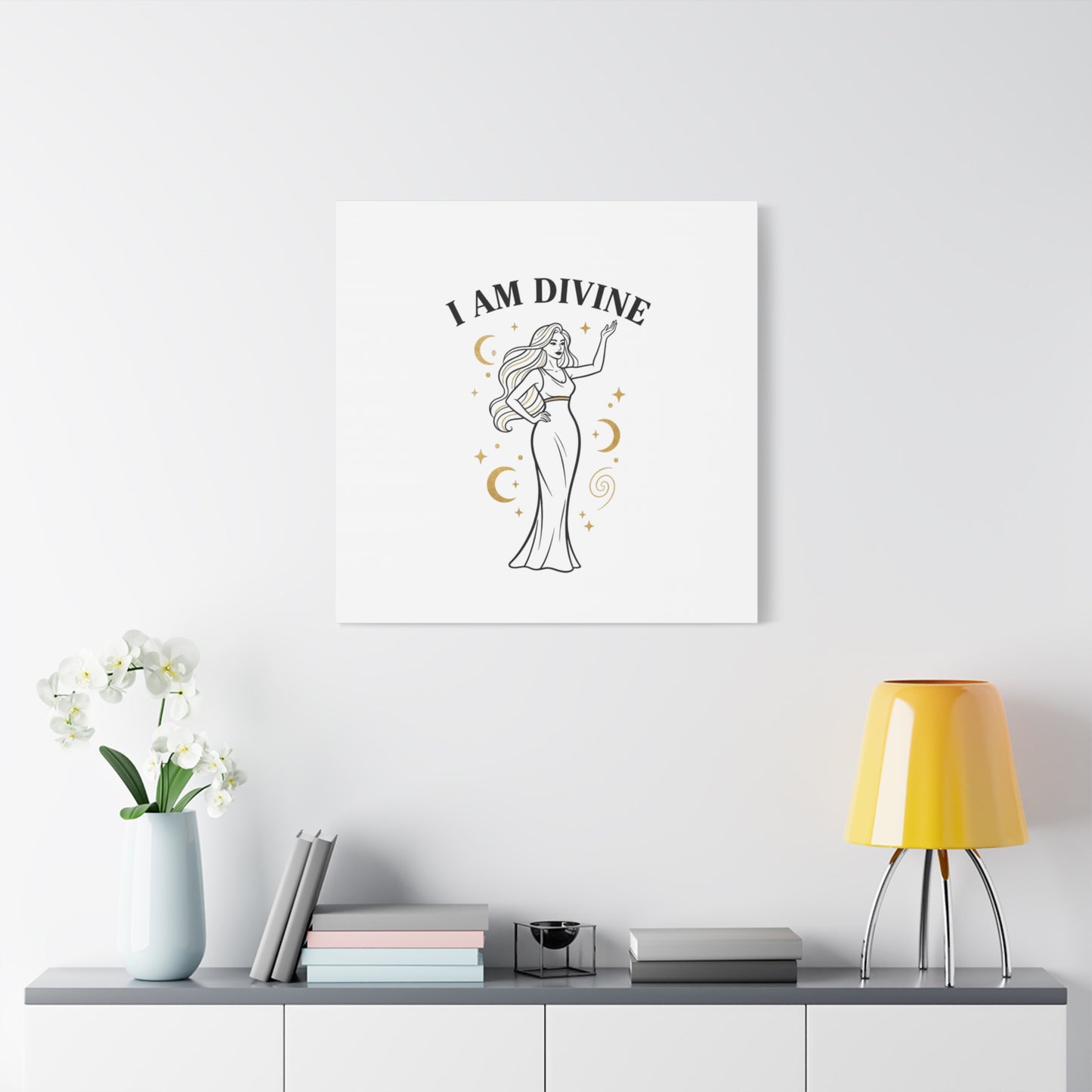 I Am Divine goddess art print | Matte Canvas wall art, manifestation decor