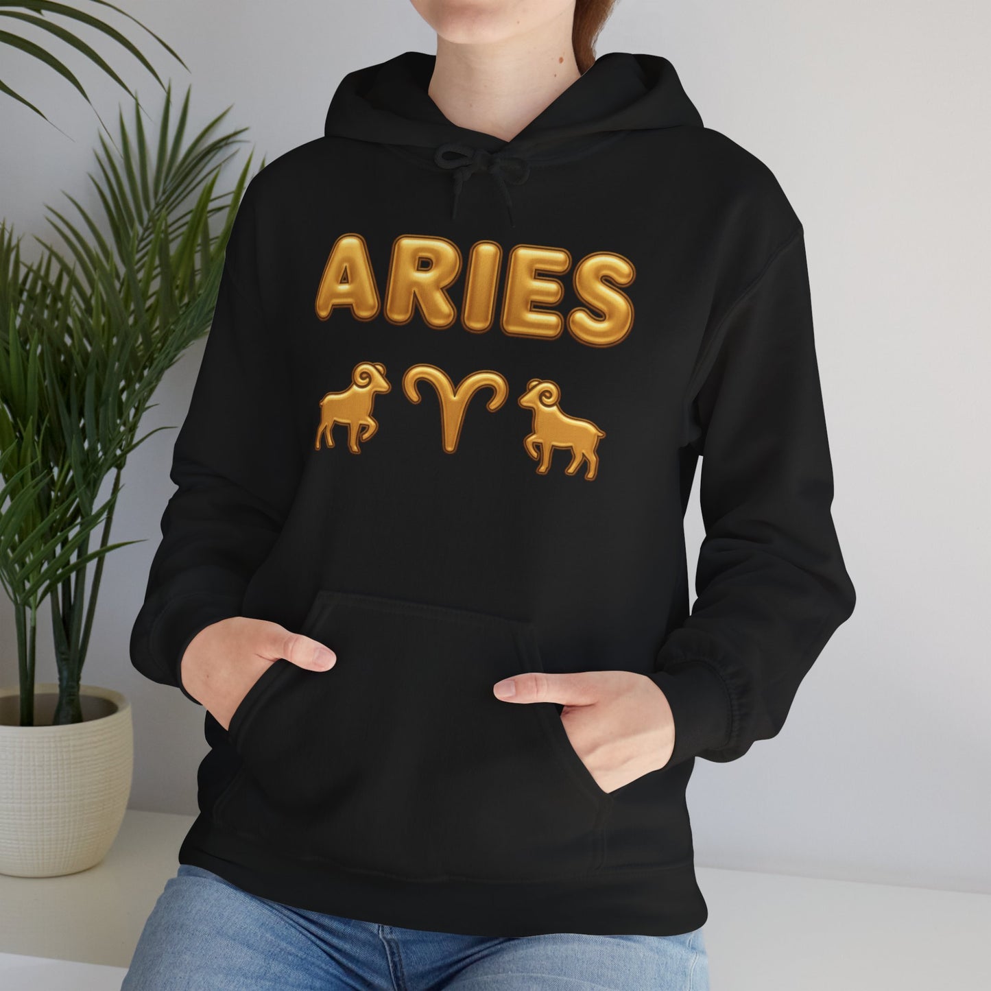 Aries Zodiac Hoodie — Gold Horoscope Ram Astrology Sweatshirt