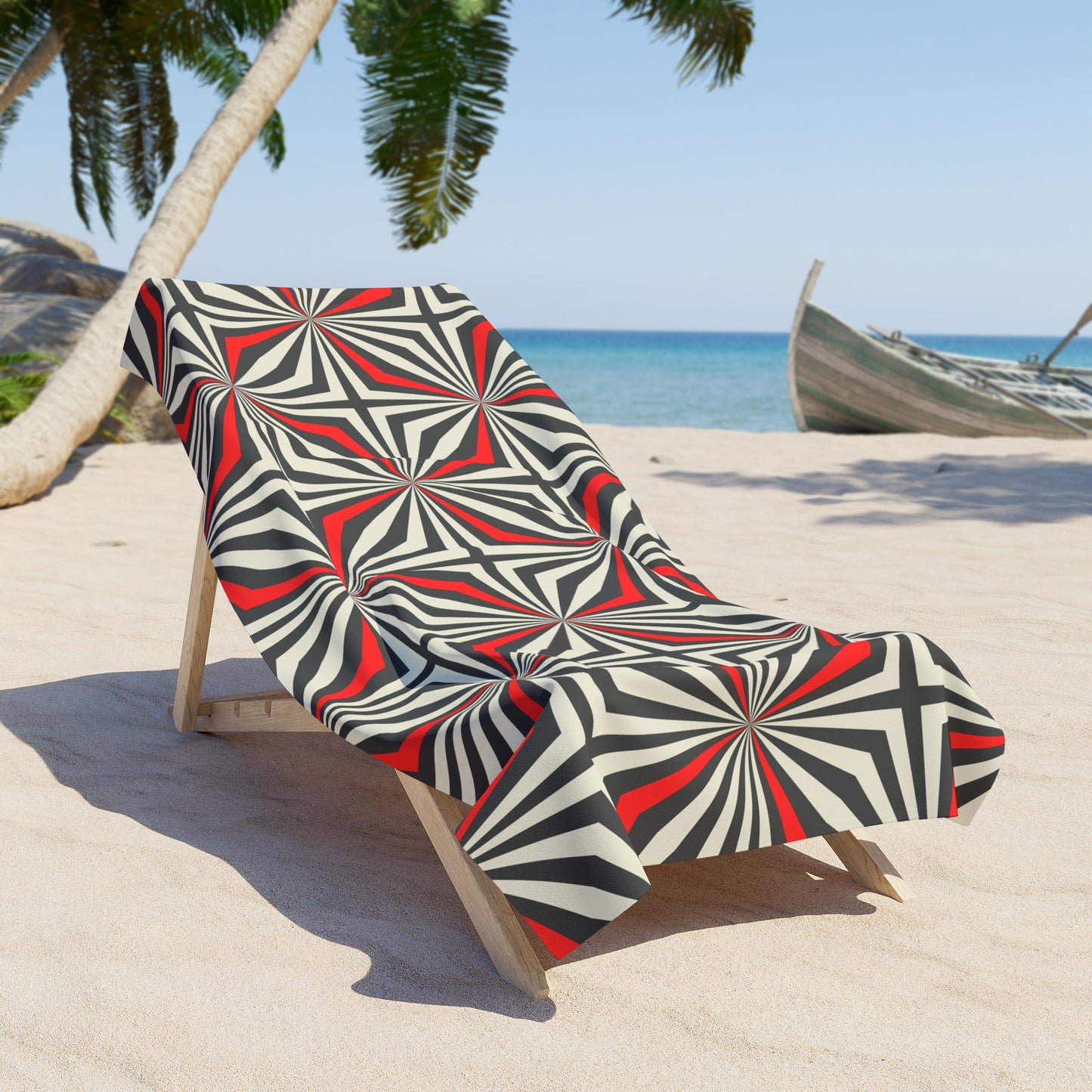 Retro Starburst Beach Towel Geometric Sunburst Design