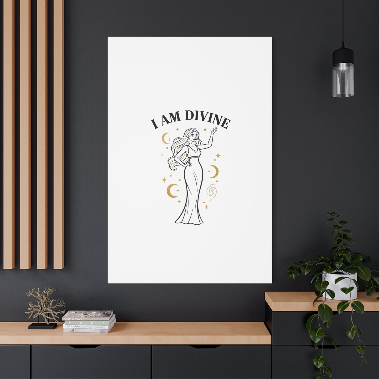 I Am Divine goddess art print | Matte Canvas wall art, manifestation decor