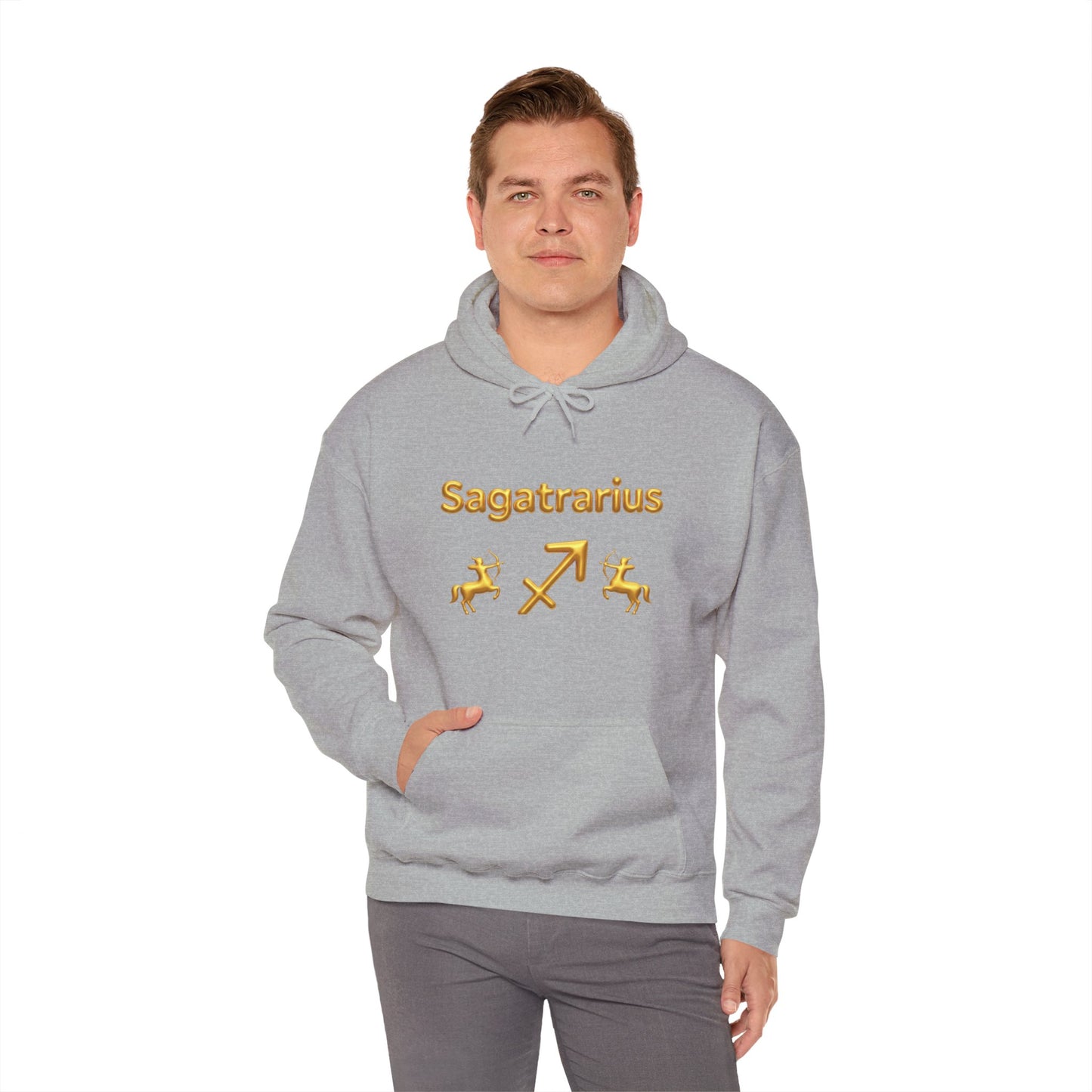 Sagittarius Zodiac Hoodie – Gold Archer Symbols & Astrological Wheel Back Print