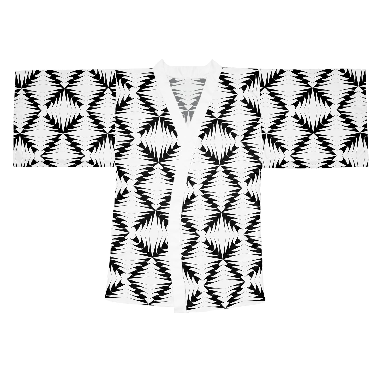 Black & White Geometric Kimono Robe