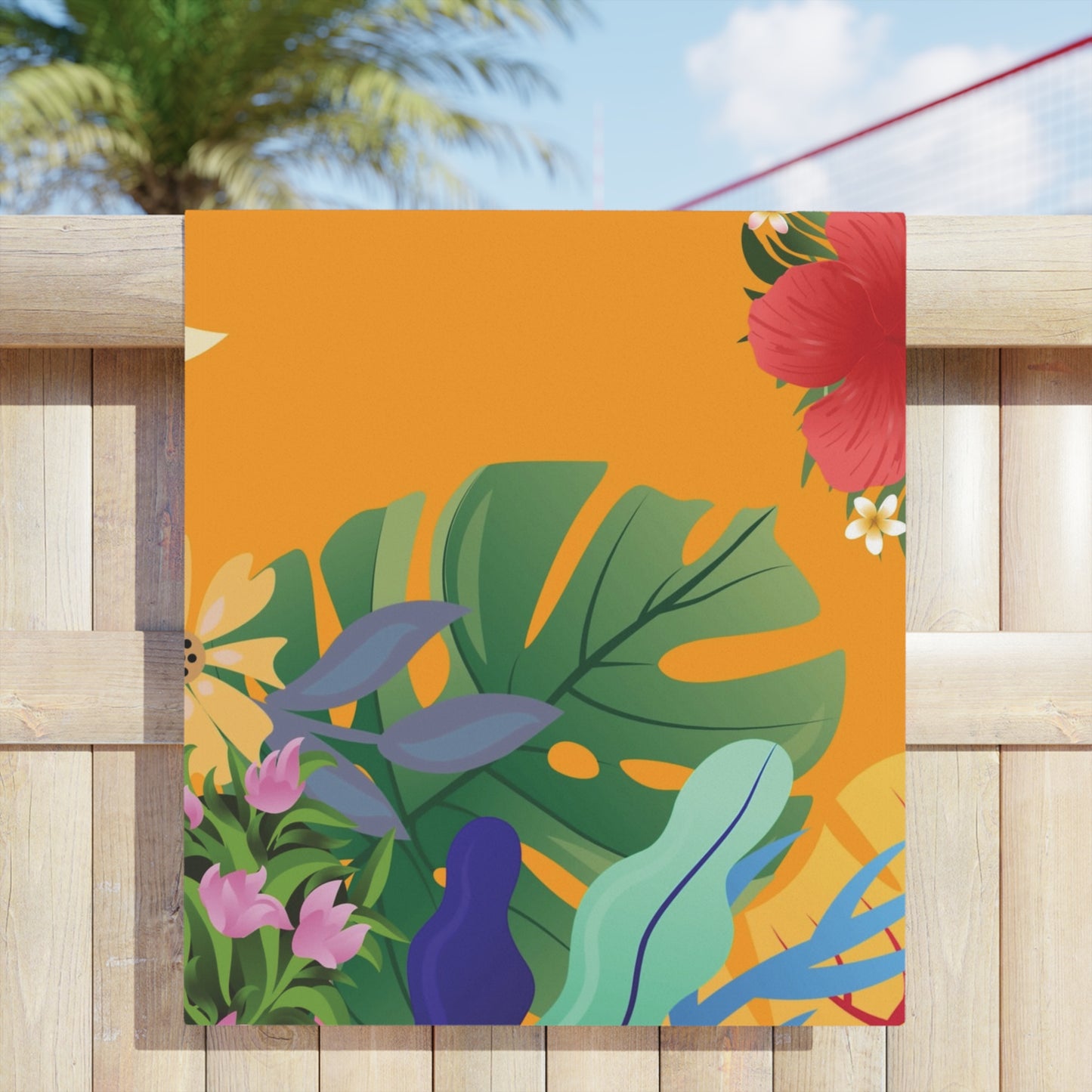 Tropical Floral Beach Towel