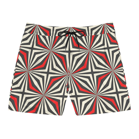 Starburst Geometric Mid-Length Men's Beach Trunks
