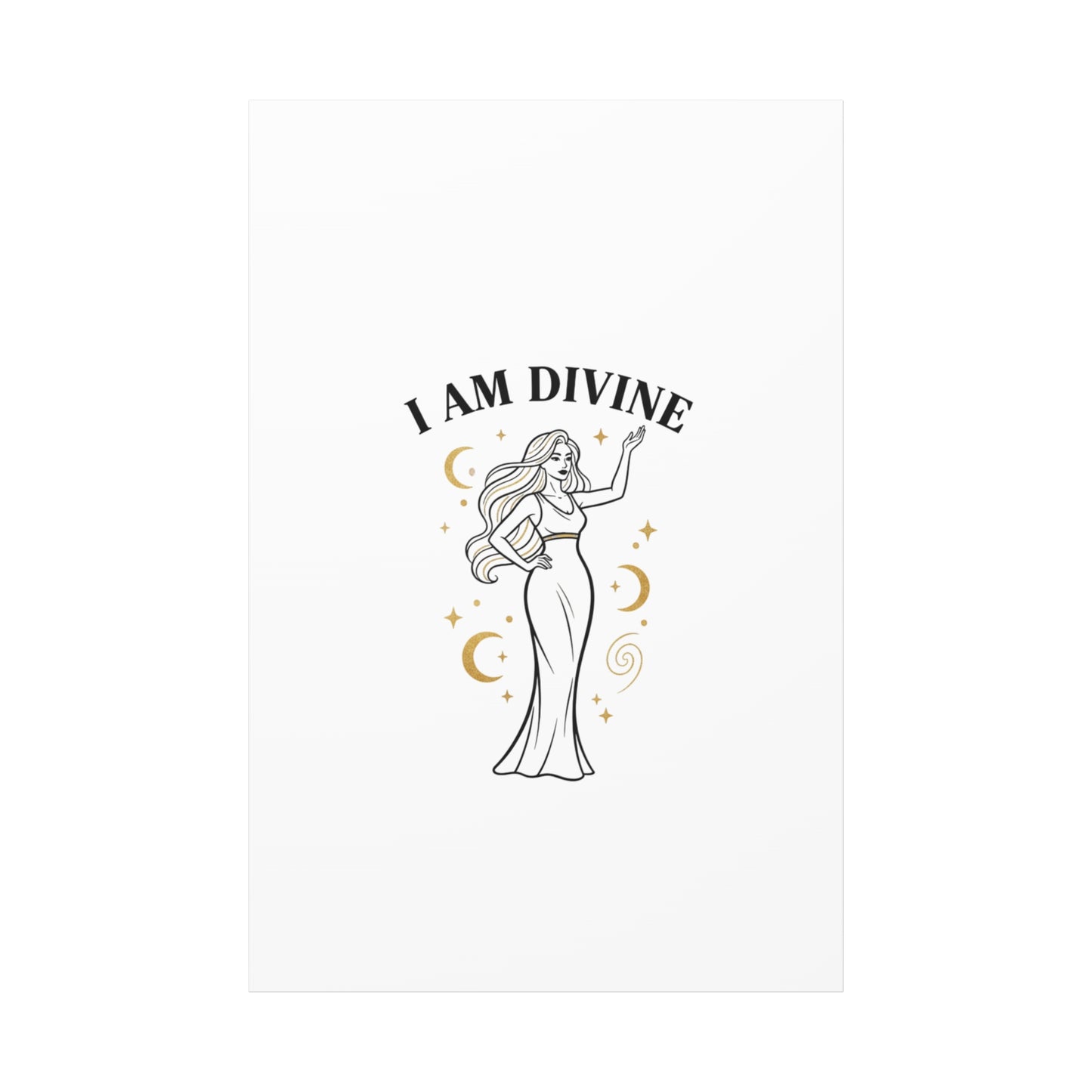 I Am Divine goddess art print | Matte Canvas wall art, manifestation decor