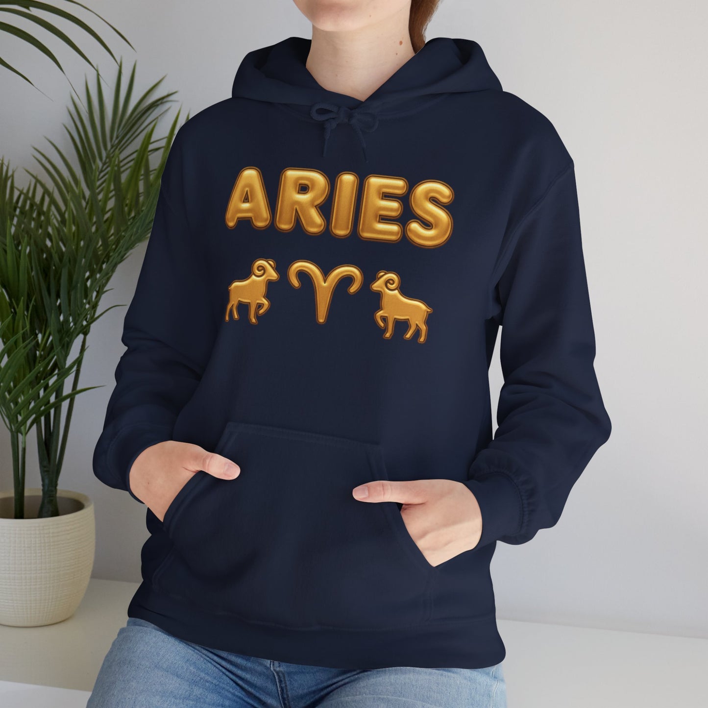 Aries Zodiac Hoodie — Gold Horoscope Ram Astrology Sweatshirt