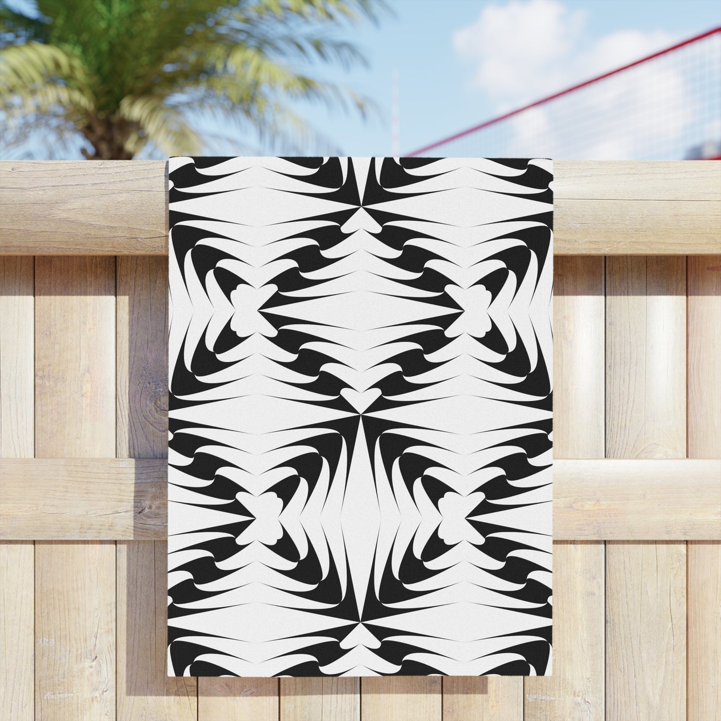 Black & White Tribal Pattern Beach Towel Bold Geometric Ocean Towel