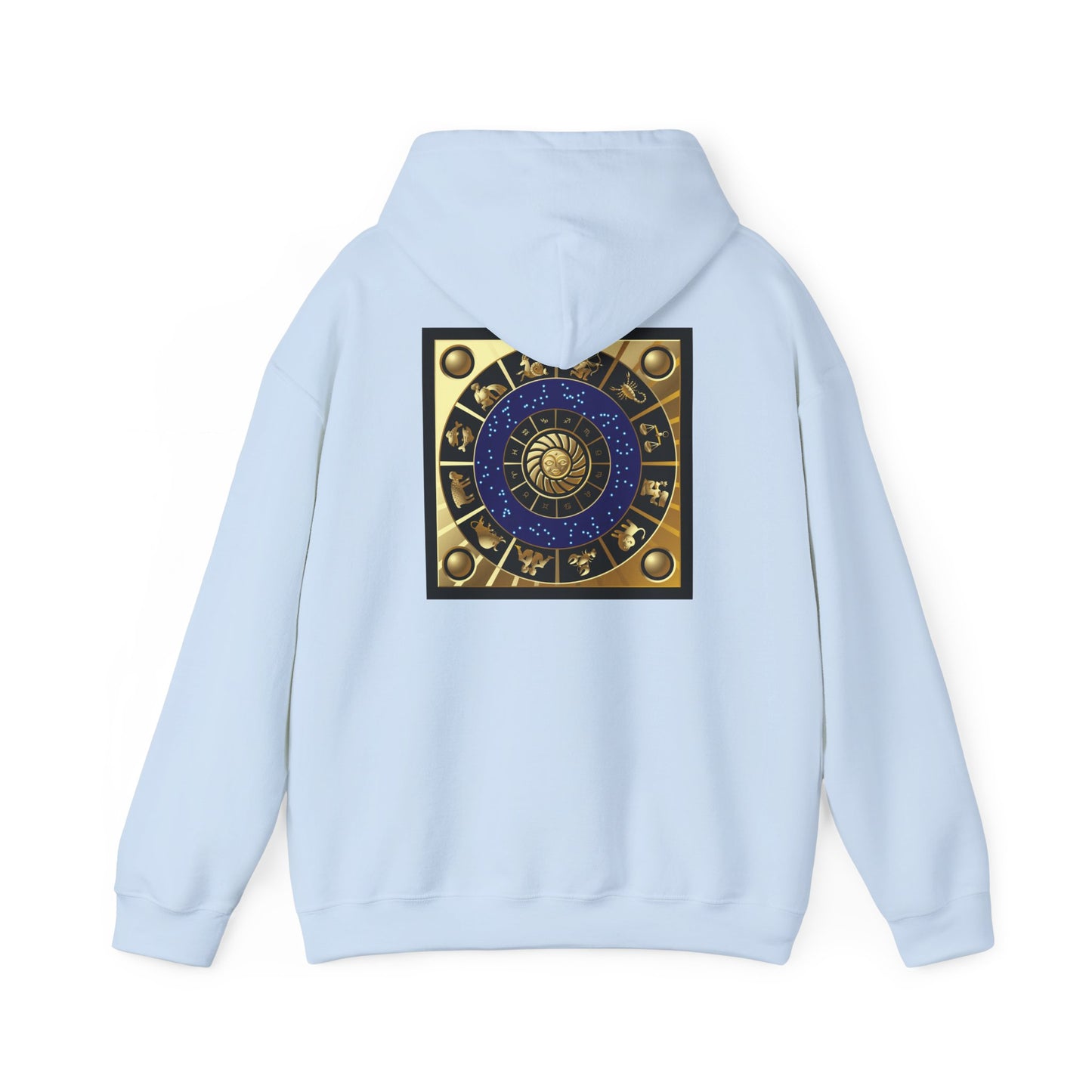 Virgo Zodiac Hoodie — Gold Virgo Sign & Astrological Wheel Pullover