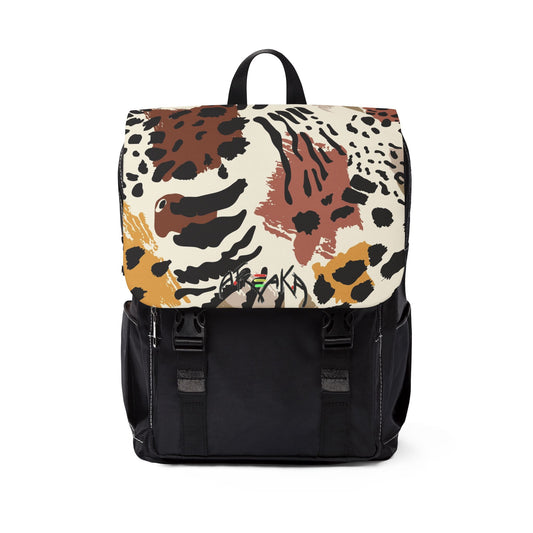 Unisex Casual Shoulder Mixed Animal Print Backpack