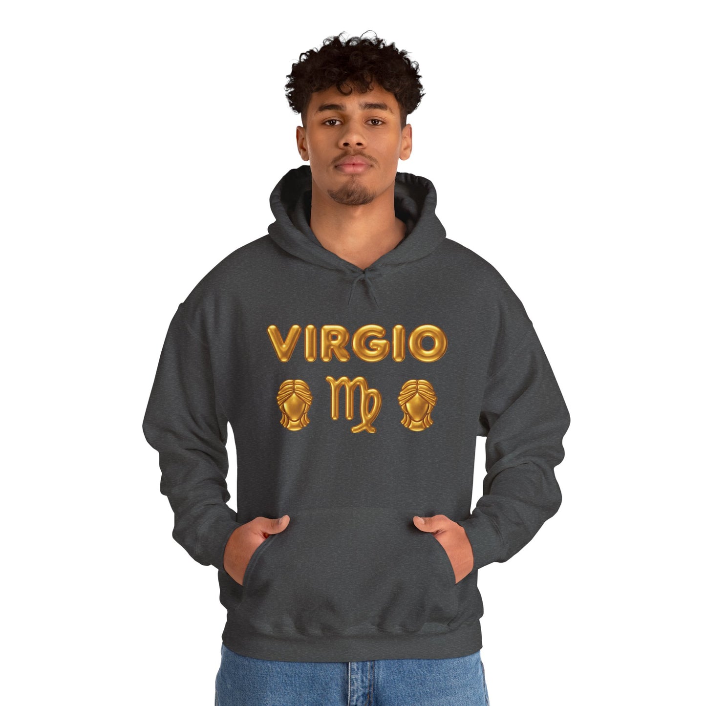 Virgo Zodiac Hoodie — Gold Virgo Sign & Astrological Wheel Pullover