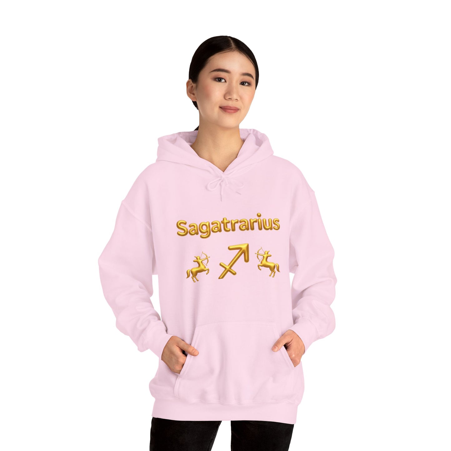 Sagittarius Zodiac Hoodie – Gold Archer Symbols & Astrological Wheel Back Print