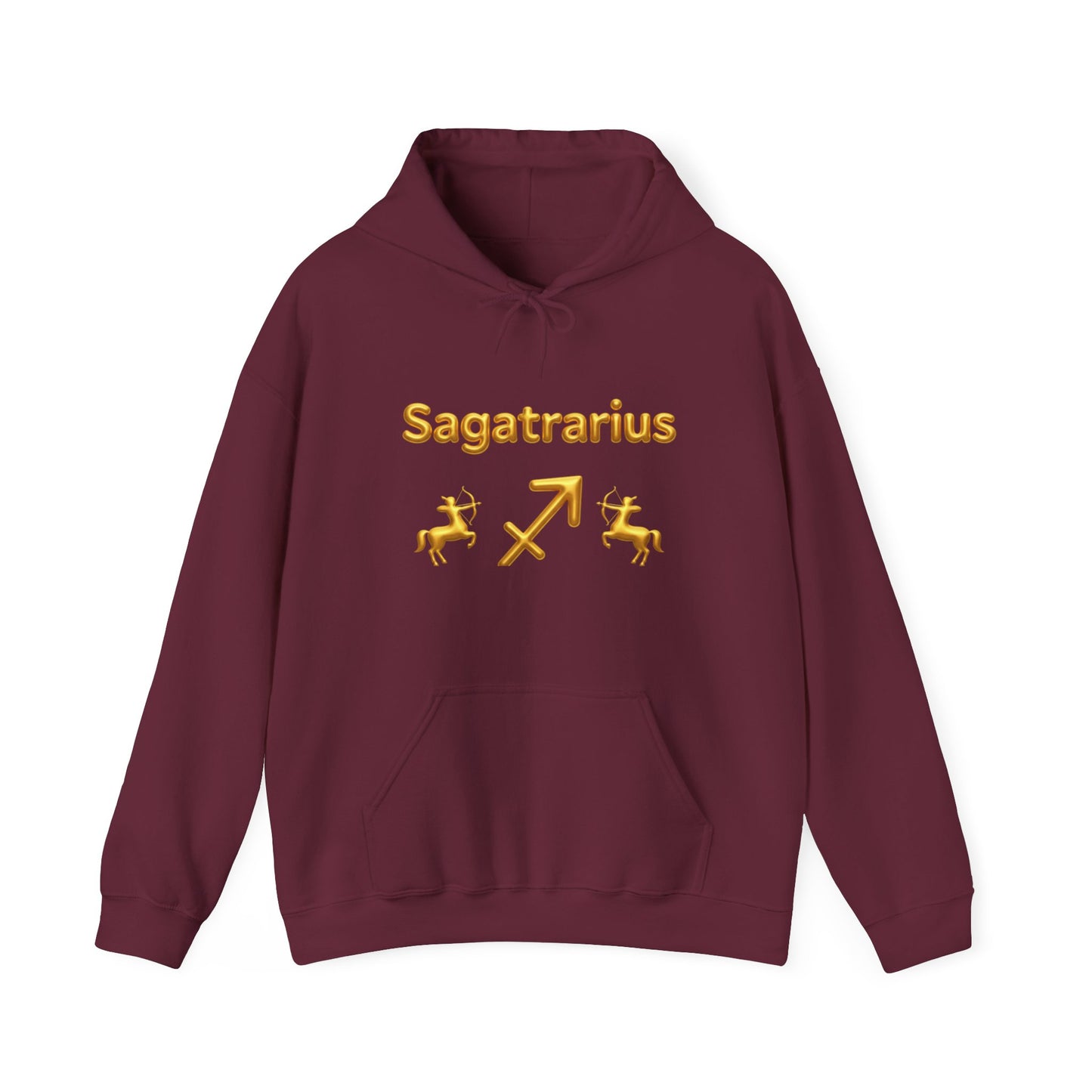 Sagittarius Zodiac Hoodie – Gold Archer Symbols & Astrological Wheel Back Print