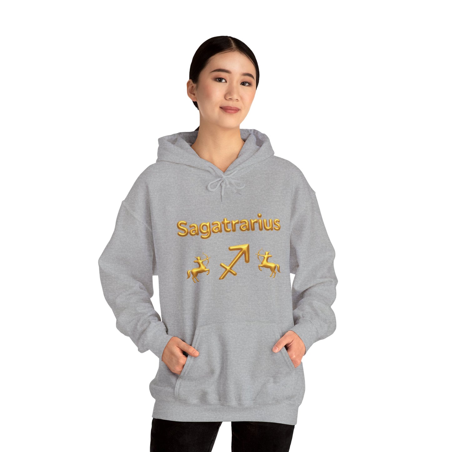 Sagittarius Zodiac Hoodie – Gold Archer Symbols & Astrological Wheel Back Print