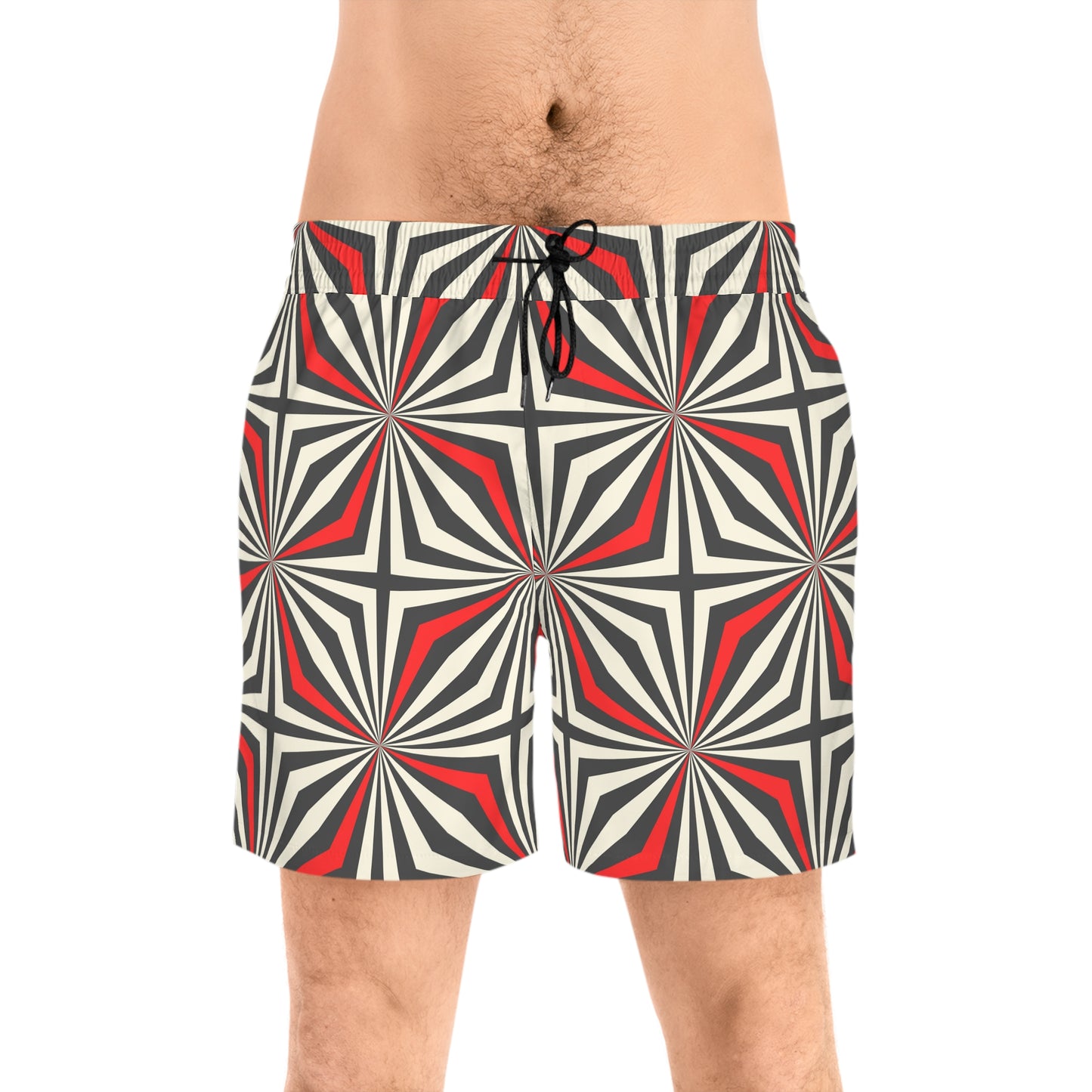 Starburst Geometric Mid-Length Men's Beach Trunks
