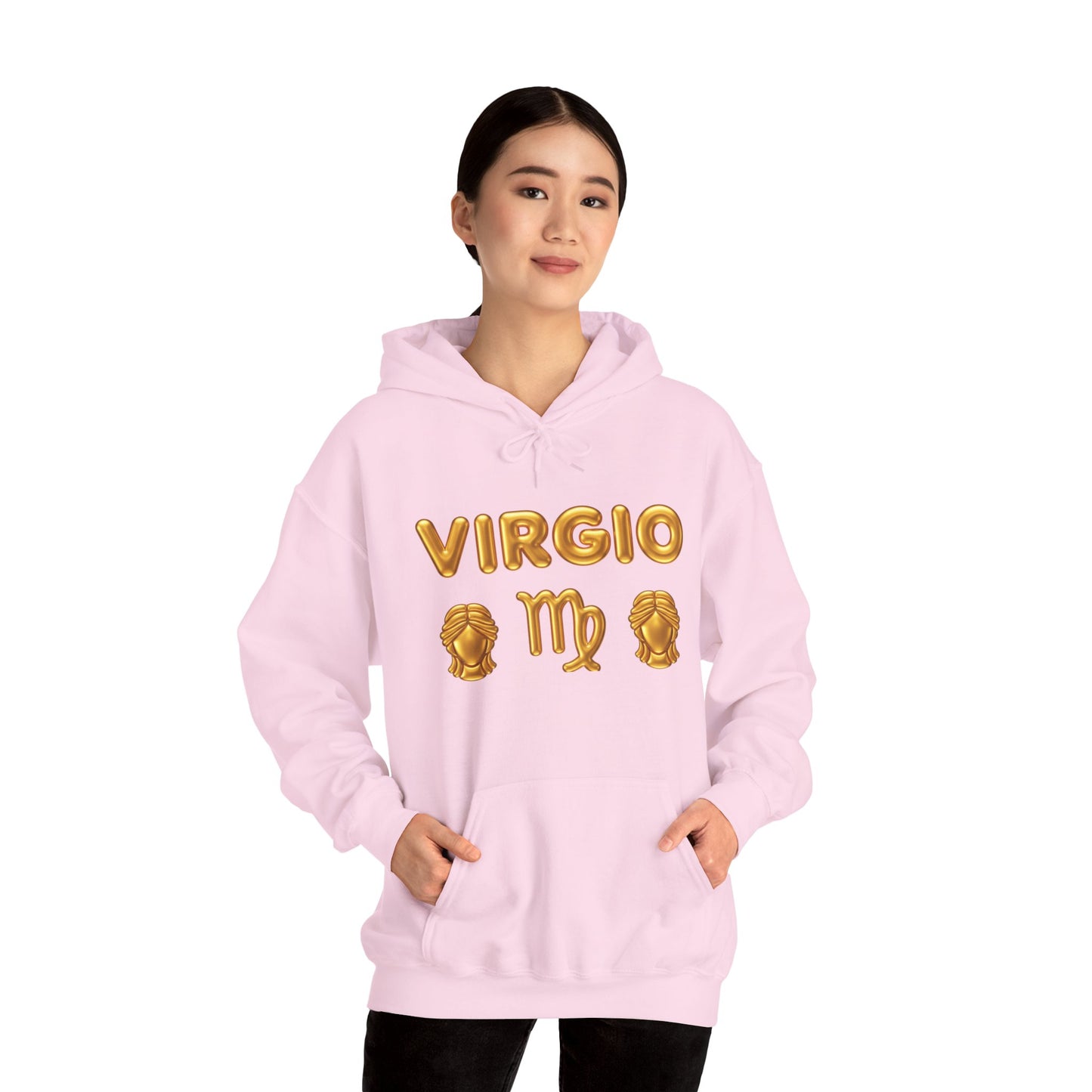 Virgo Zodiac Hoodie — Gold Virgo Sign & Astrological Wheel Pullover