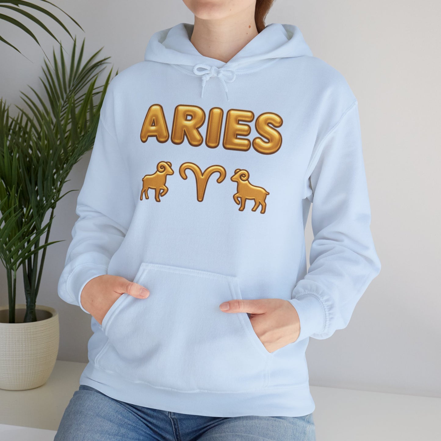 Aries Zodiac Hoodie — Gold Horoscope Ram Astrology Sweatshirt