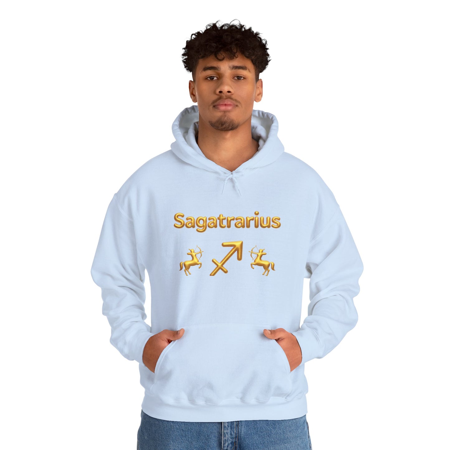 Sagittarius Zodiac Hoodie – Gold Archer Symbols & Astrological Wheel Back Print