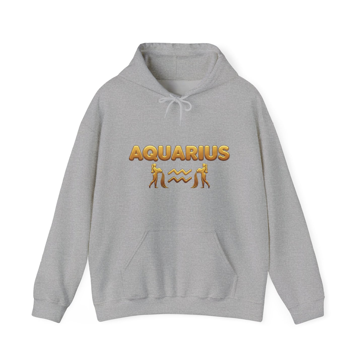 Aquarius Zodiac Hoodie — Gold Astrology Graphic Hooded Sweatshirt
