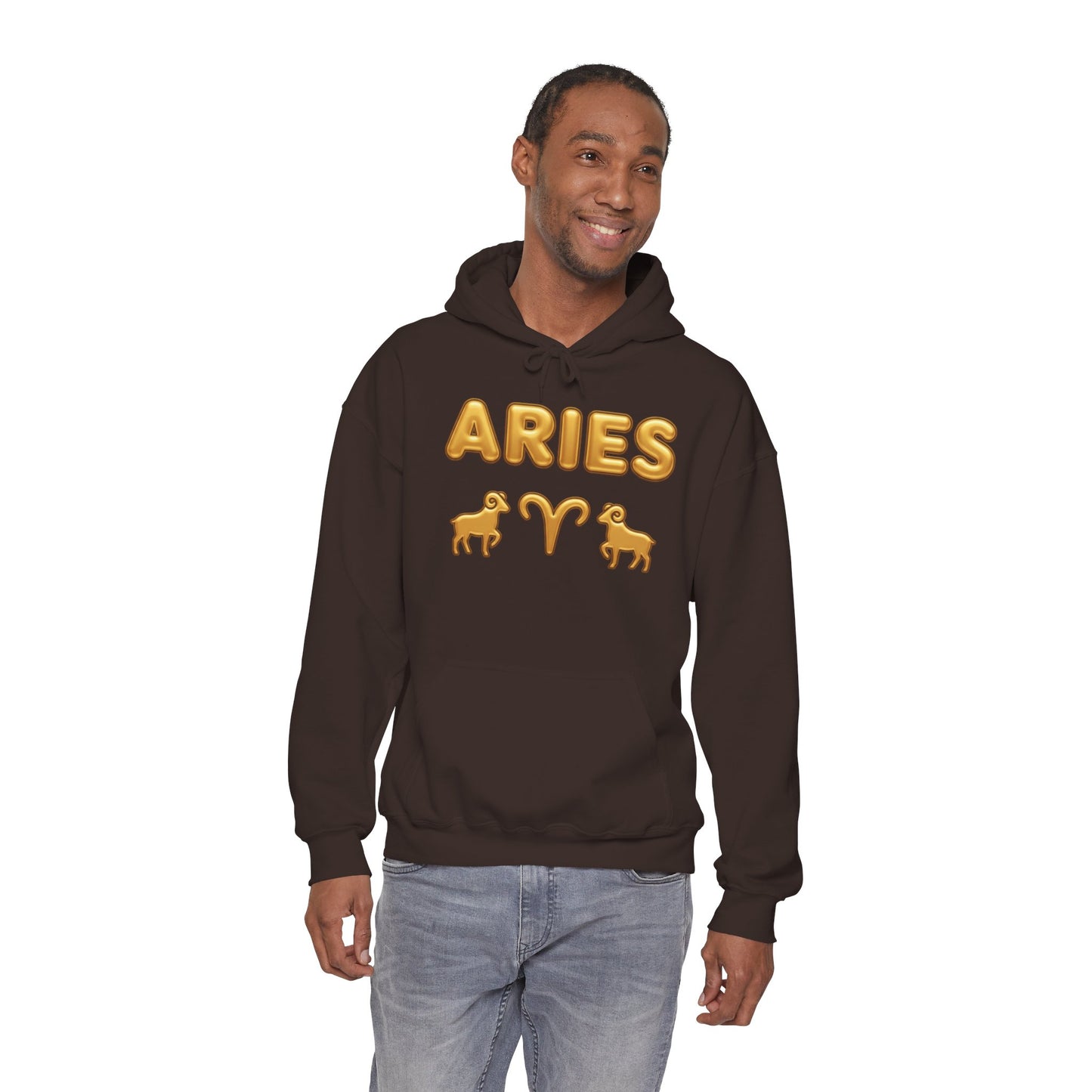 Aries Zodiac Hoodie — Gold Horoscope Ram Astrology Sweatshirt