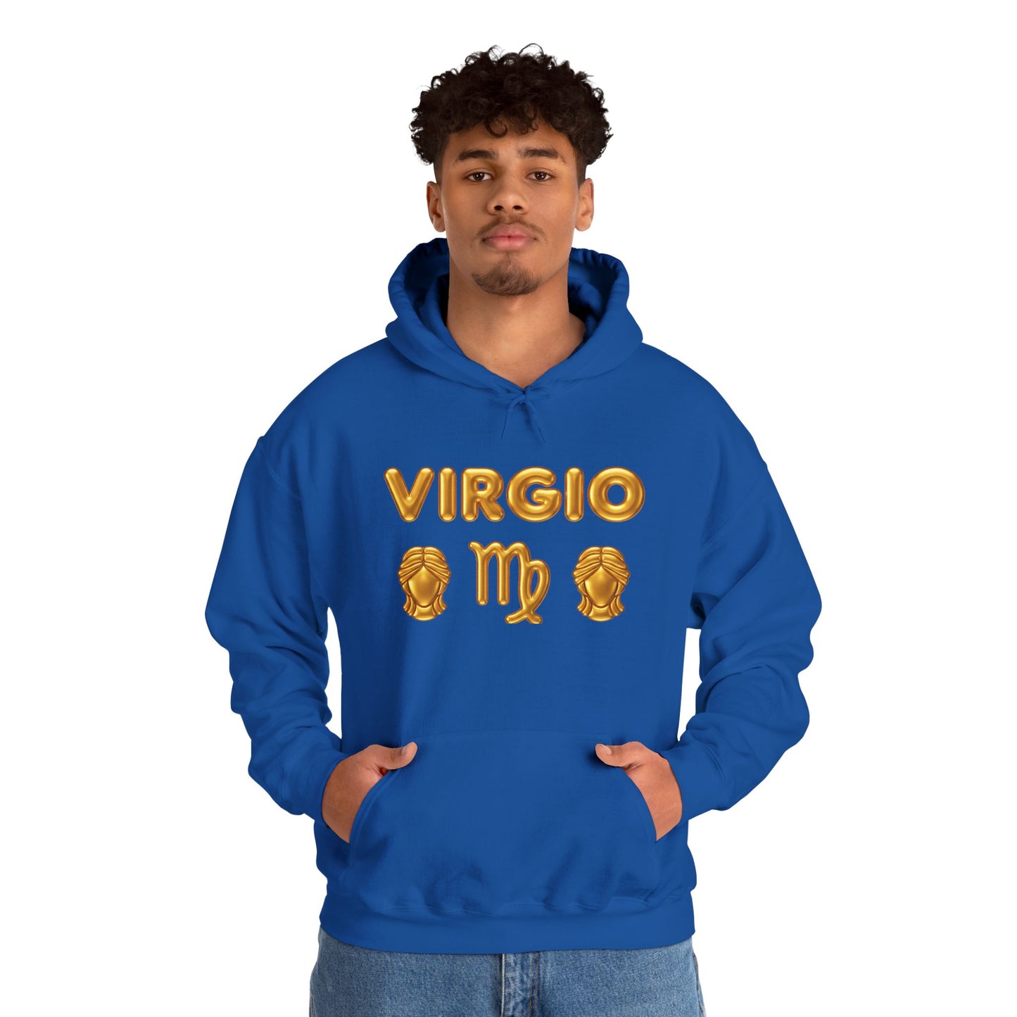 Virgo Zodiac Hoodie — Gold Virgo Sign & Astrological Wheel Pullover