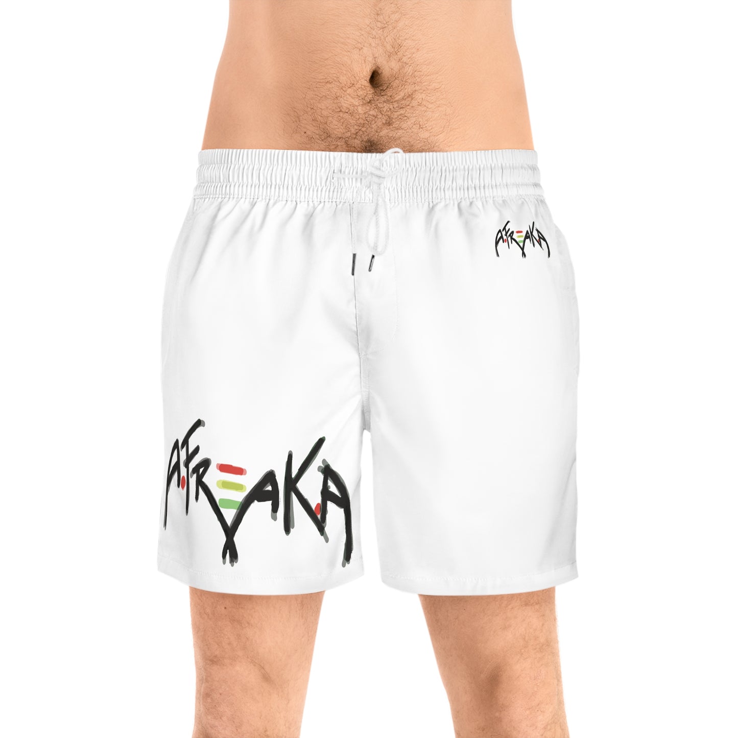 'AFREAKA' Logo Mid-Length Beach Shorts