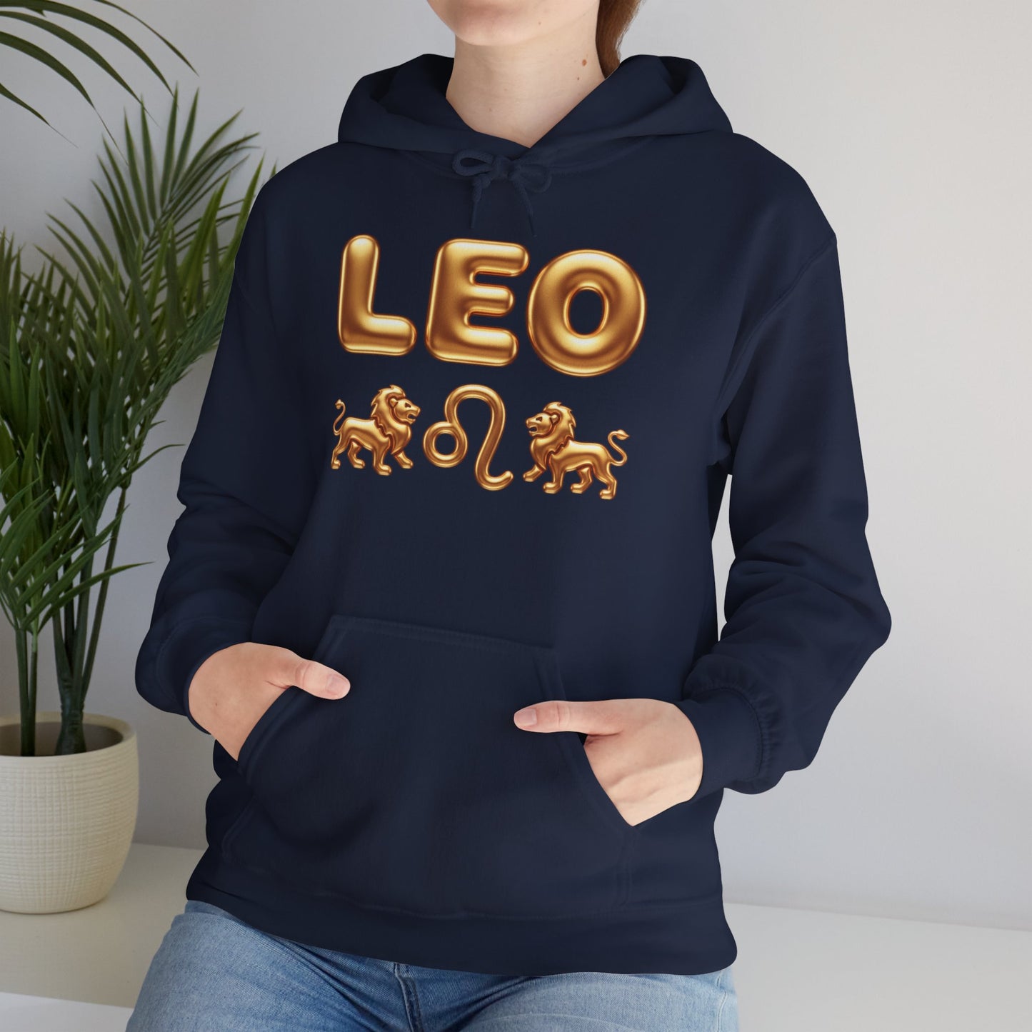 Leo Zodiac Hoodie — Gold Lion Astrology Sweatshirt (Leo Symbol)