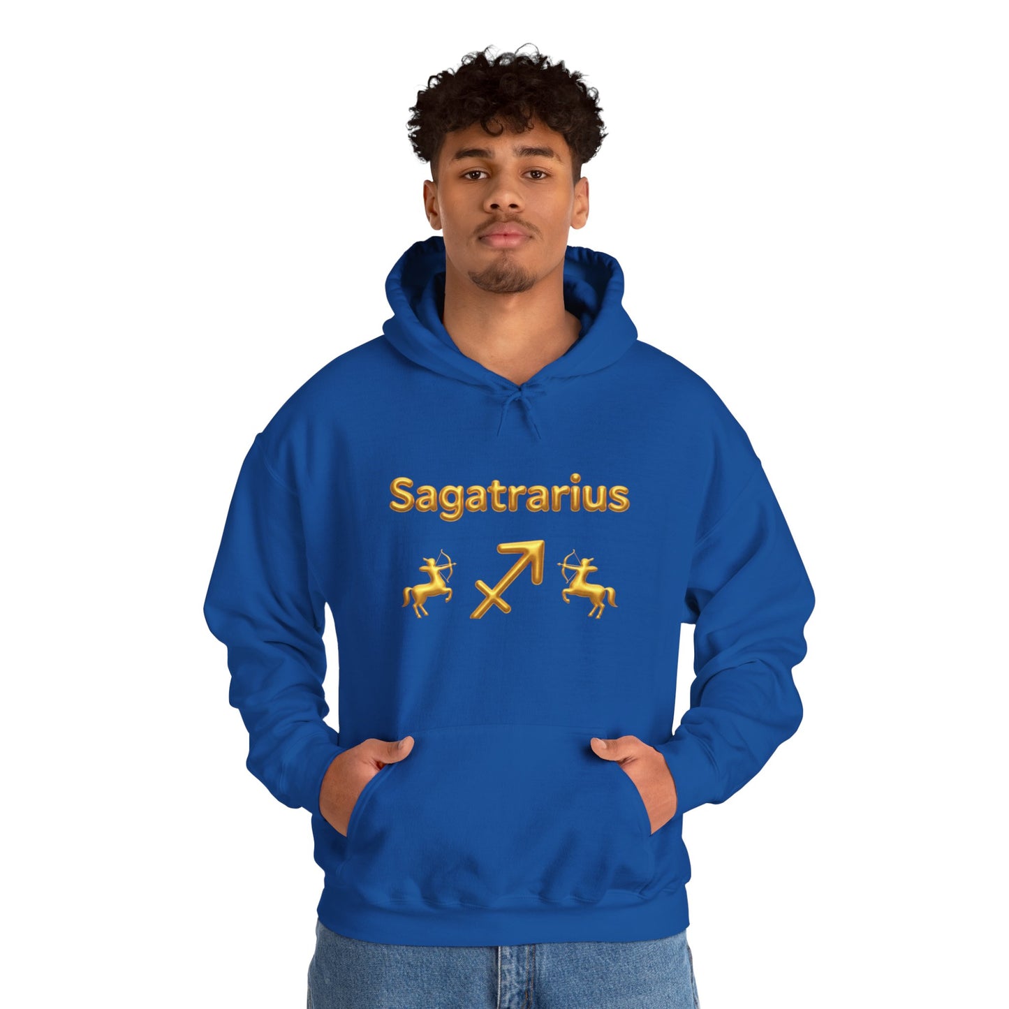 Sagittarius Zodiac Hoodie – Gold Archer Symbols & Astrological Wheel Back Print