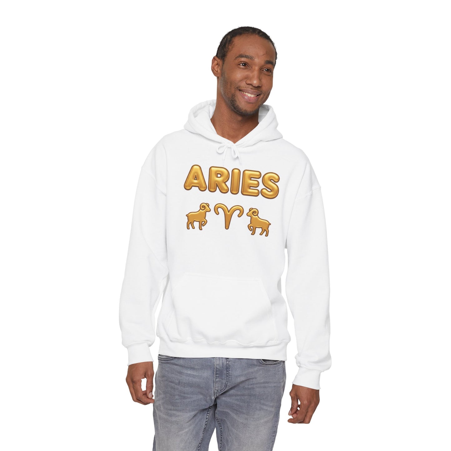 Aries Zodiac Hoodie — Gold Horoscope Ram Astrology Sweatshirt