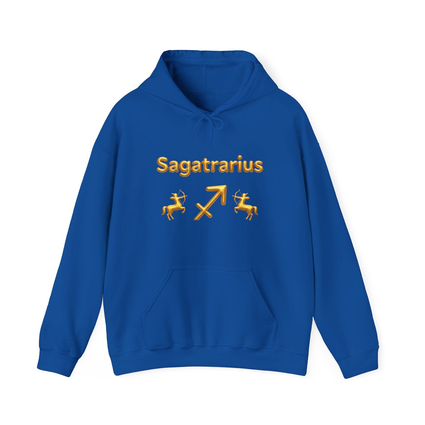 Sagittarius Zodiac Hoodie – Gold Archer Symbols & Astrological Wheel Back Print