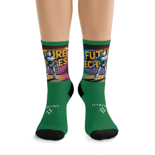 Futuristic Robot Graphic Socks —GREEN