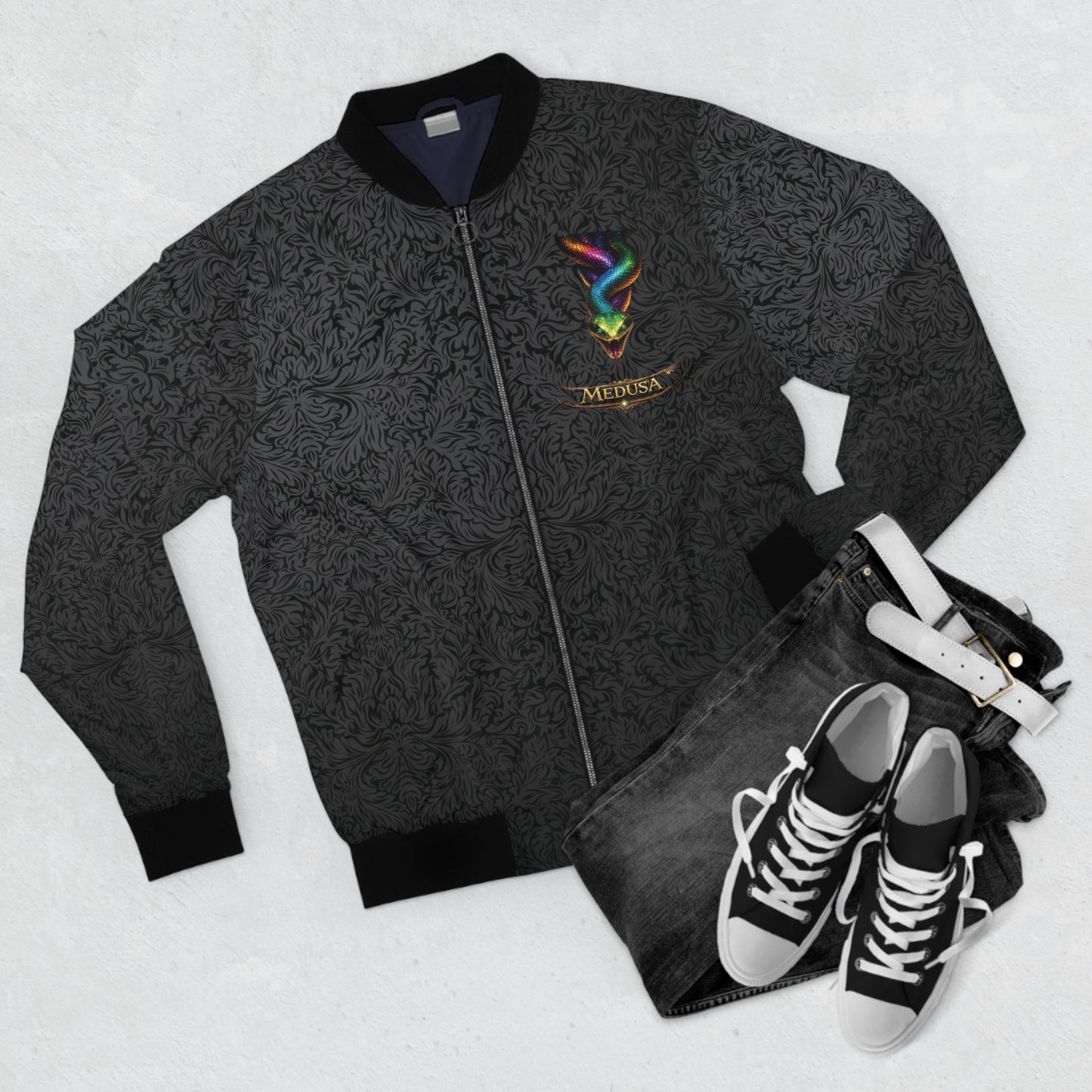 Medusa Mythical Rainbow Serpent Bomber Jacket