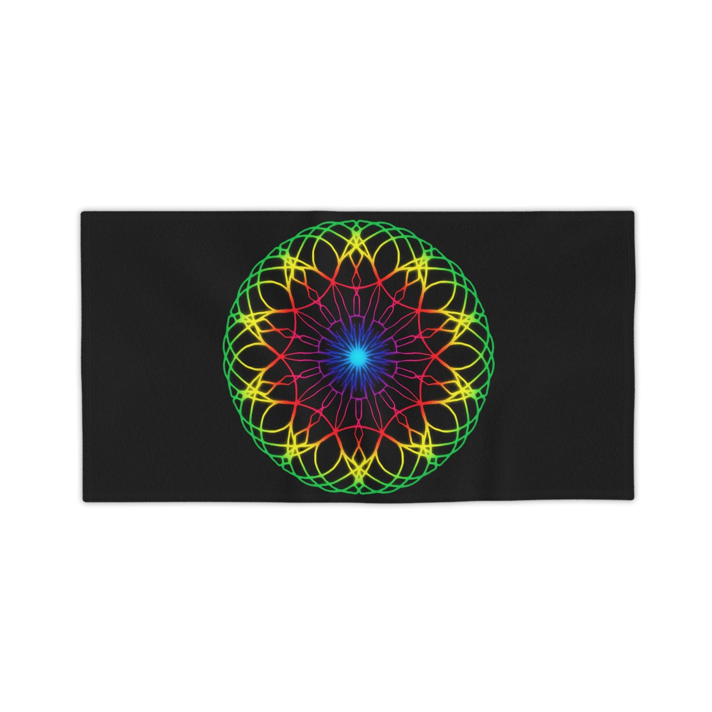 Neon Psychedelic Rainbow Mandala Beach Towel